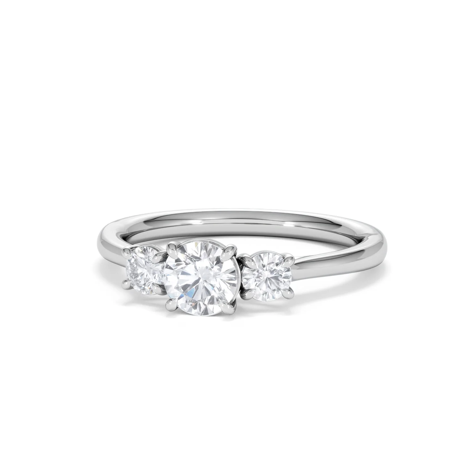 Evoke 3 Stone Round Cut Lab Diamond Ring 0.50ct in 925 Silver - Image 85