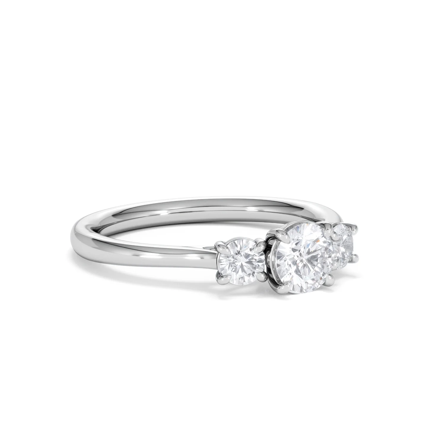 Evoke 3 Stone Round Cut Lab Diamond Ring 0.50ct in 9K White Gold - Image 15