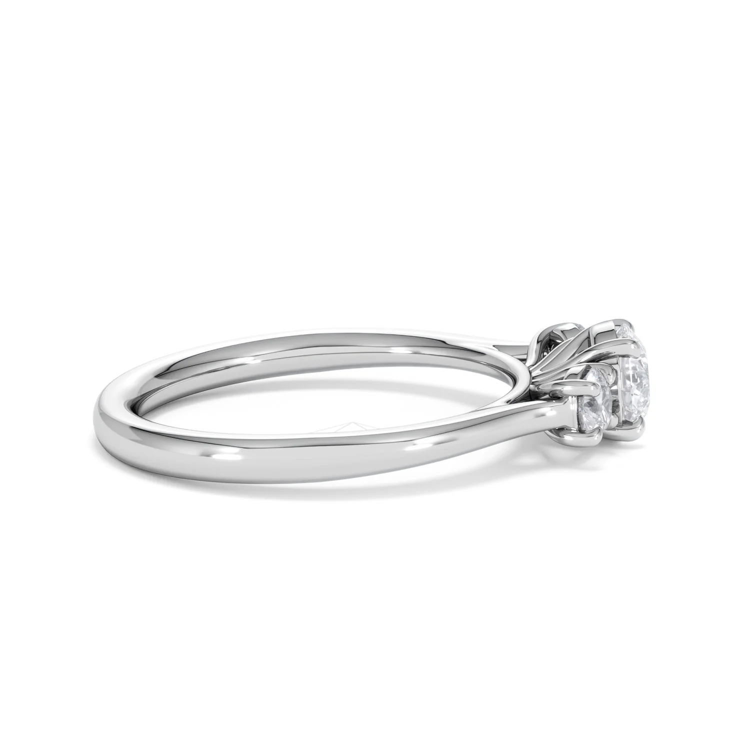 Evoke 3 Stone Round Cut Lab Diamond Ring 0.50ct in 9K White Gold - Image 28