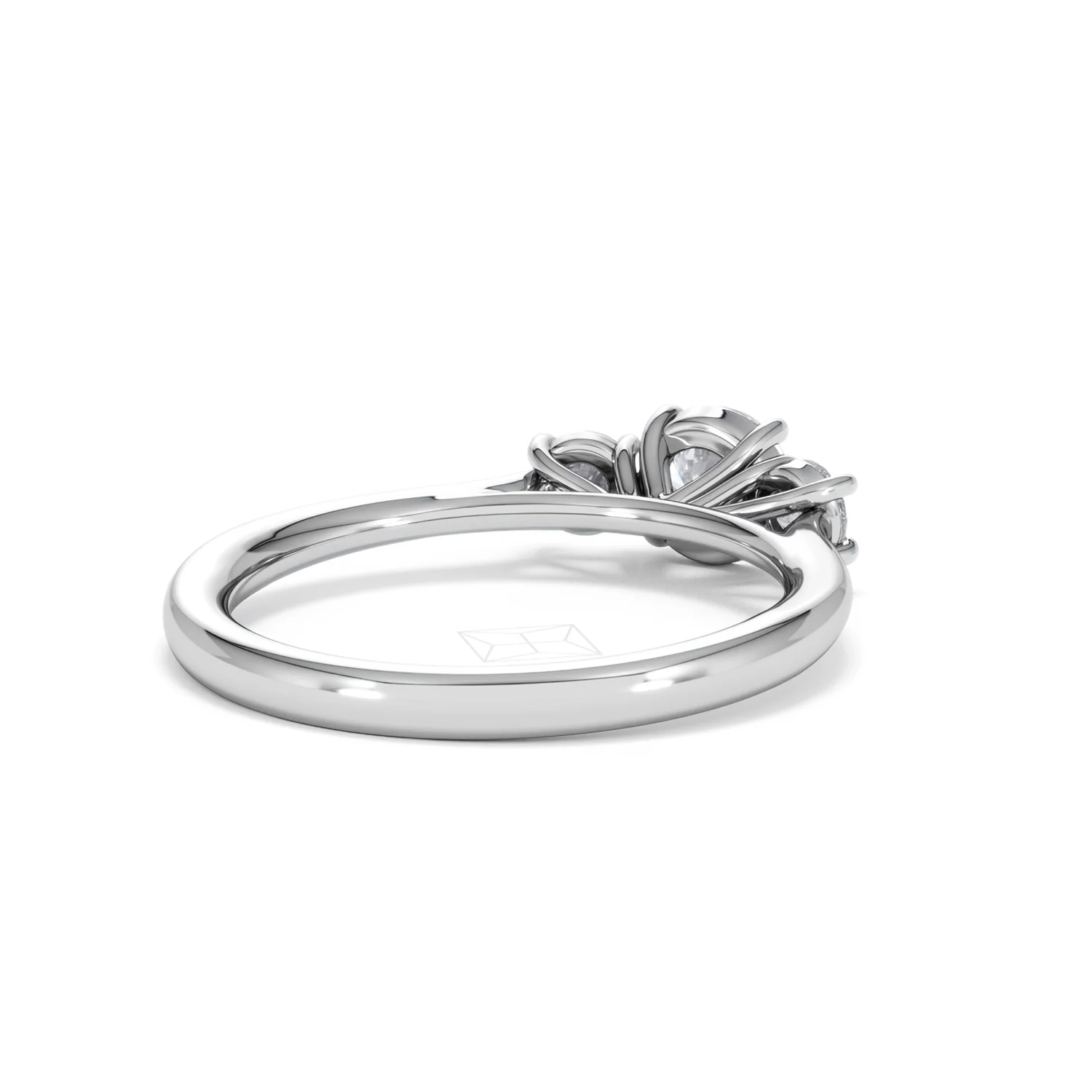 Evoke 3 Stone Round Cut Lab Diamond Ring 0.50ct in 9K White Gold - Image 41