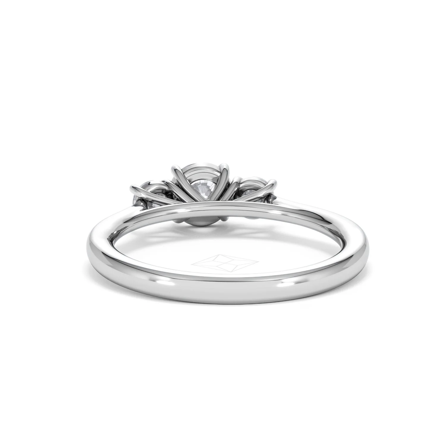 Evoke 3 Stone Round Cut Lab Diamond Ring 0.50ct in 9K White Gold - Image 50