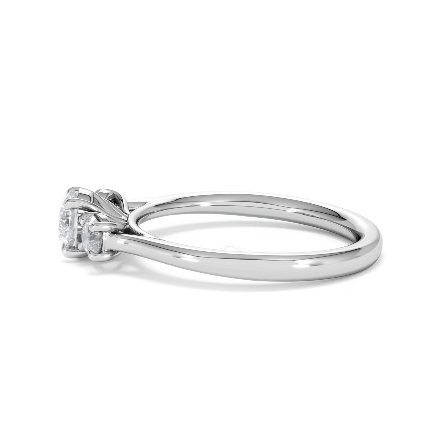 Evoke 3 Stone Round Cut Lab Diamond Ring 0.50ct in 9K White Gold - Image 68