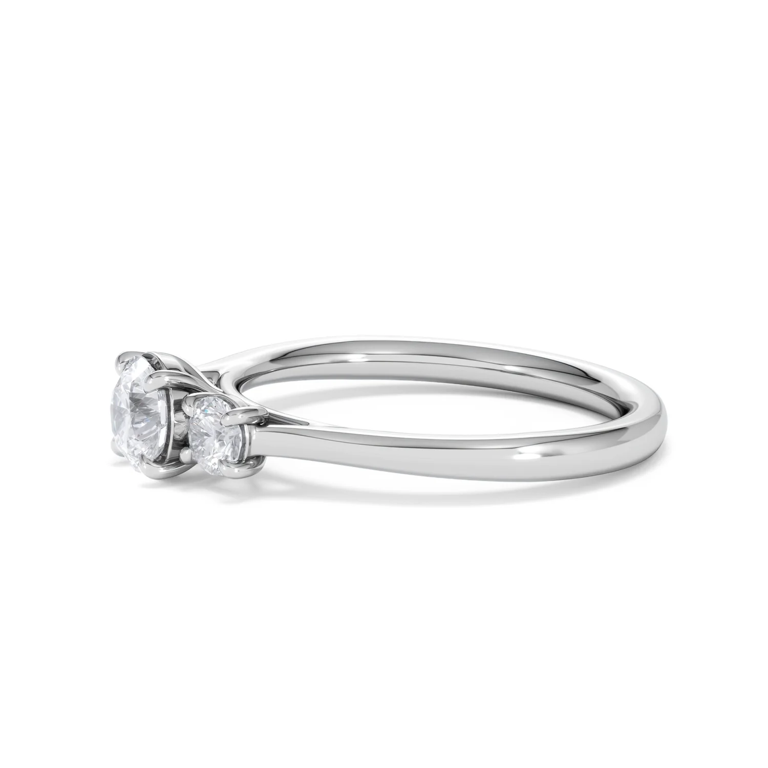 Evoke 3 Stone Round Cut Lab Diamond Ring 0.50ct in 9K White Gold - Image 73