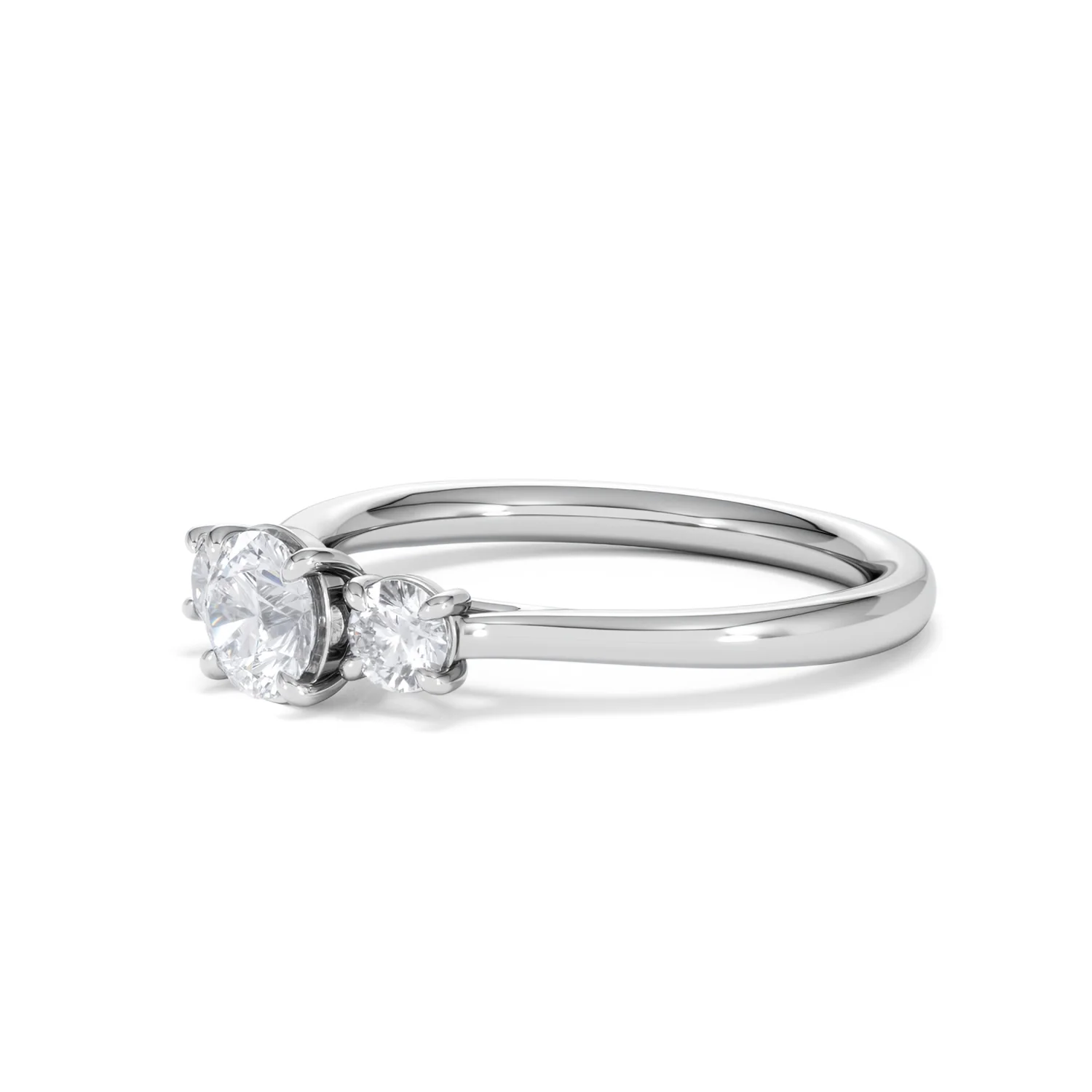 Evoke 3 Stone Round Cut Lab Diamond Ring 0.50ct in 9K White Gold - Image 77