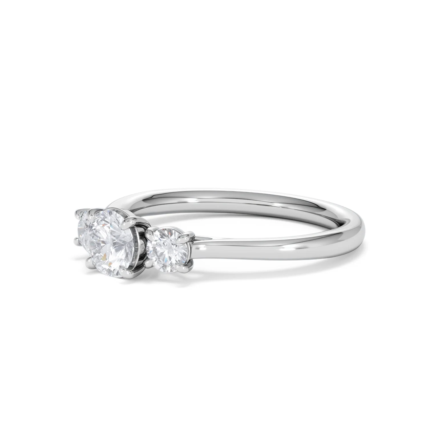 Evoke 3 Stone Round Cut Lab Diamond Ring 0.50ct in 9K White Gold - Image 78