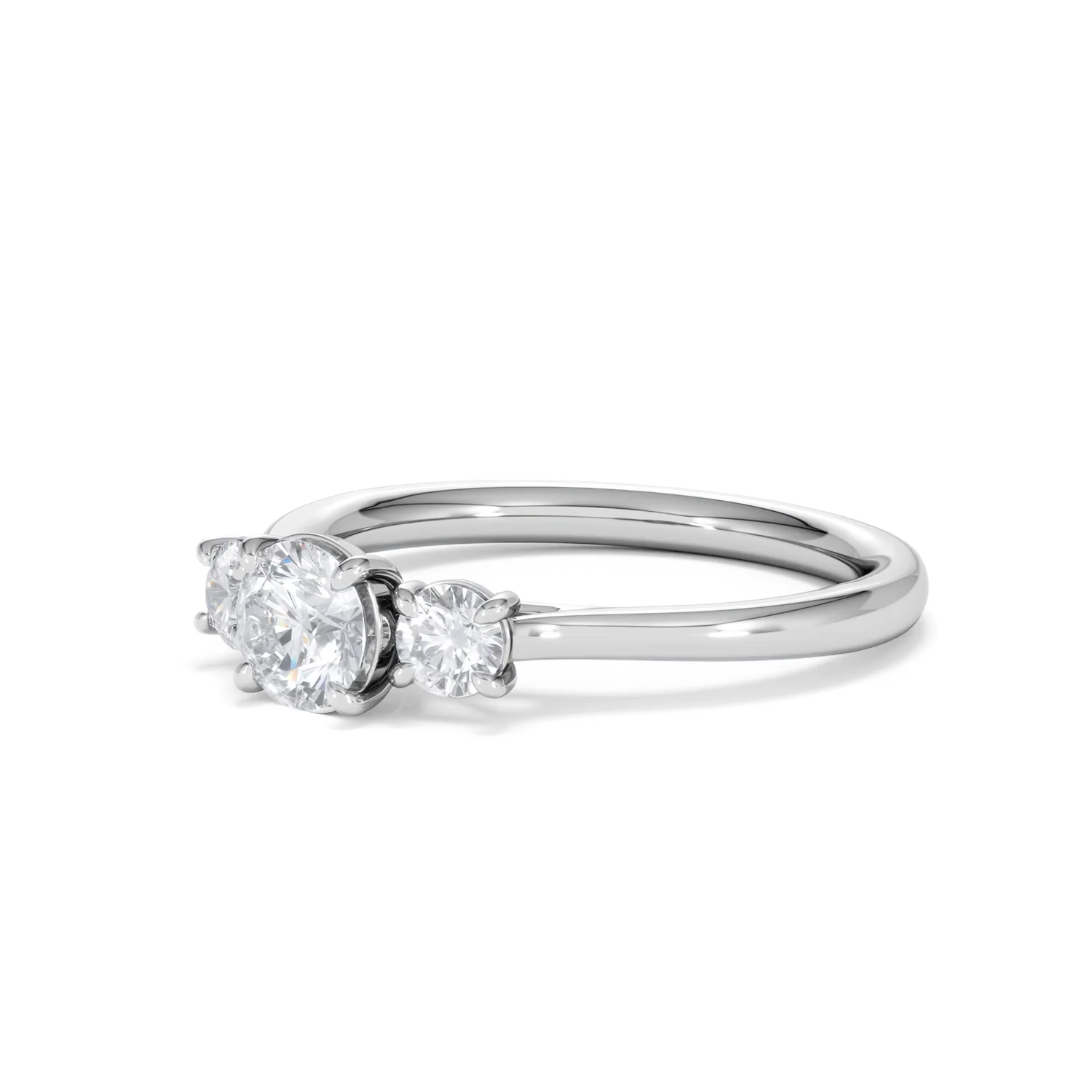 Evoke 3 Stone Round Cut Lab Diamond Ring 0.50ct in 9K White Gold - Image 79