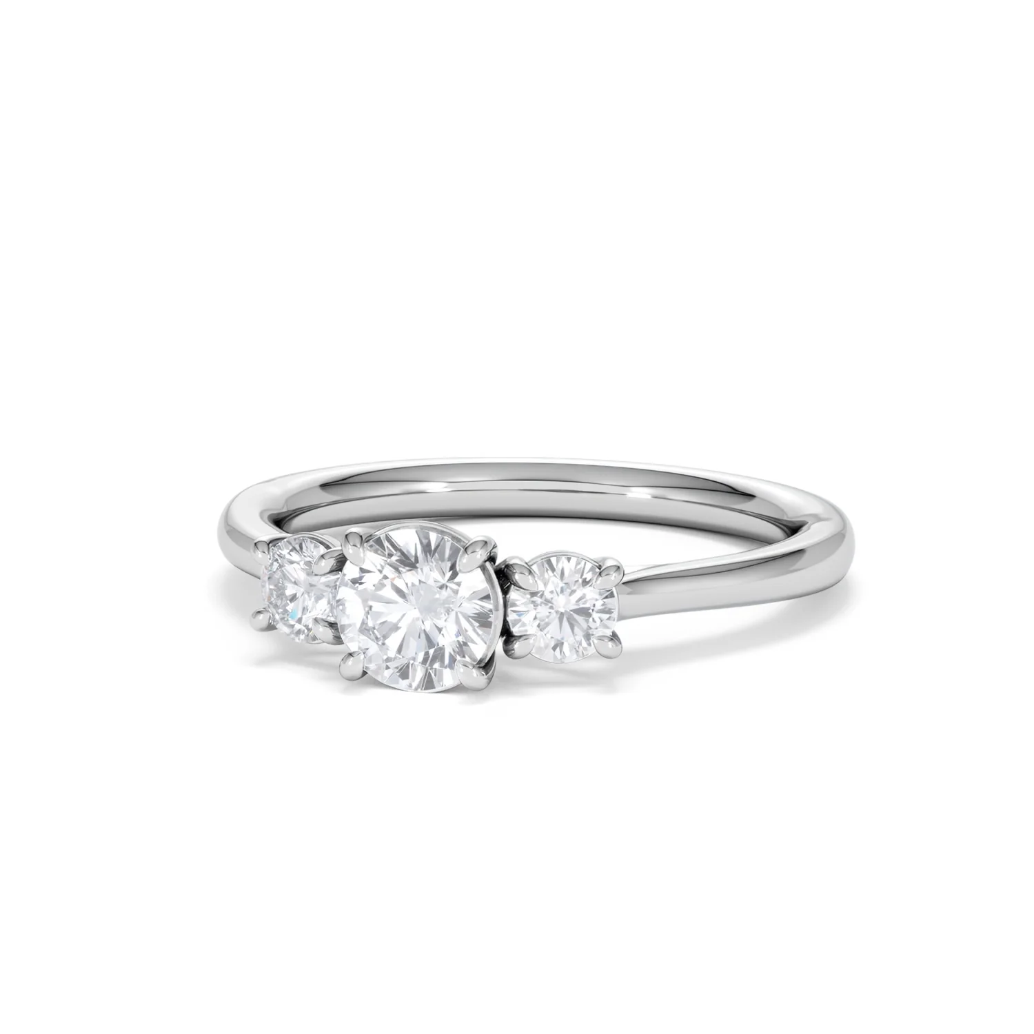 Evoke 3 Stone Round Cut Lab Diamond Ring 0.50ct in 9K White Gold - Image 84