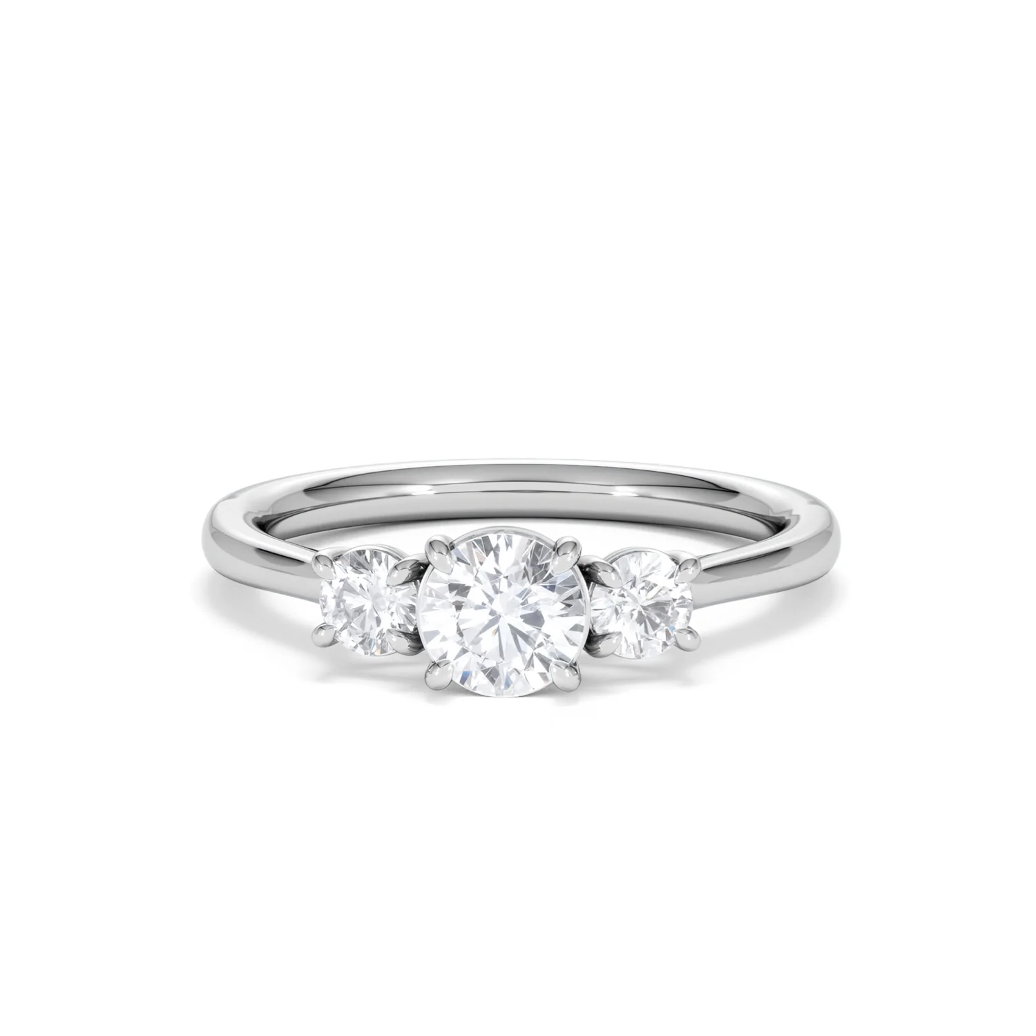 Evoke 3 Stone Round Cut Lab Diamond Ring 0.50ct in 9K White Gold - Image 87
