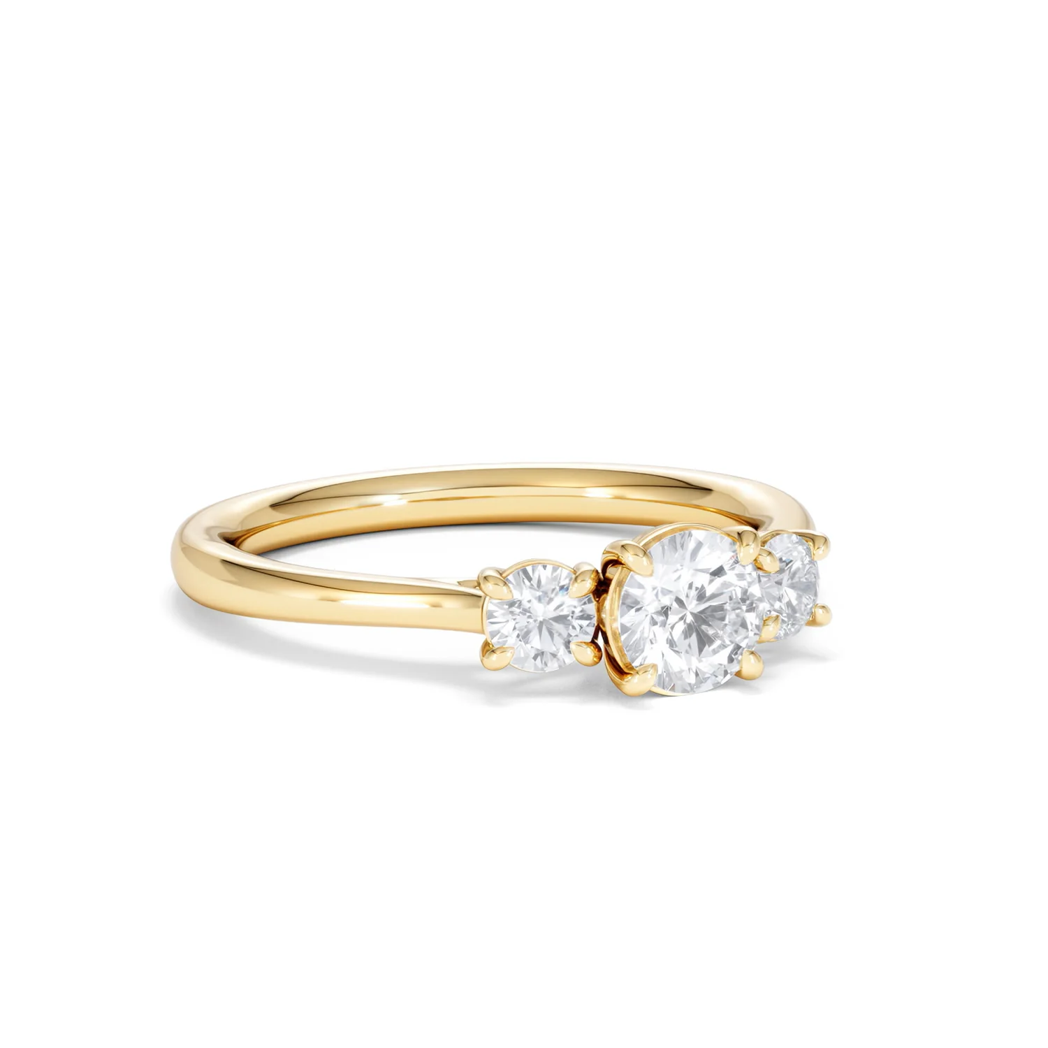 Evoke 3 Stone Round Cut Lab Diamond Ring 0.50ct in 9K Yellow Gold - Image 14