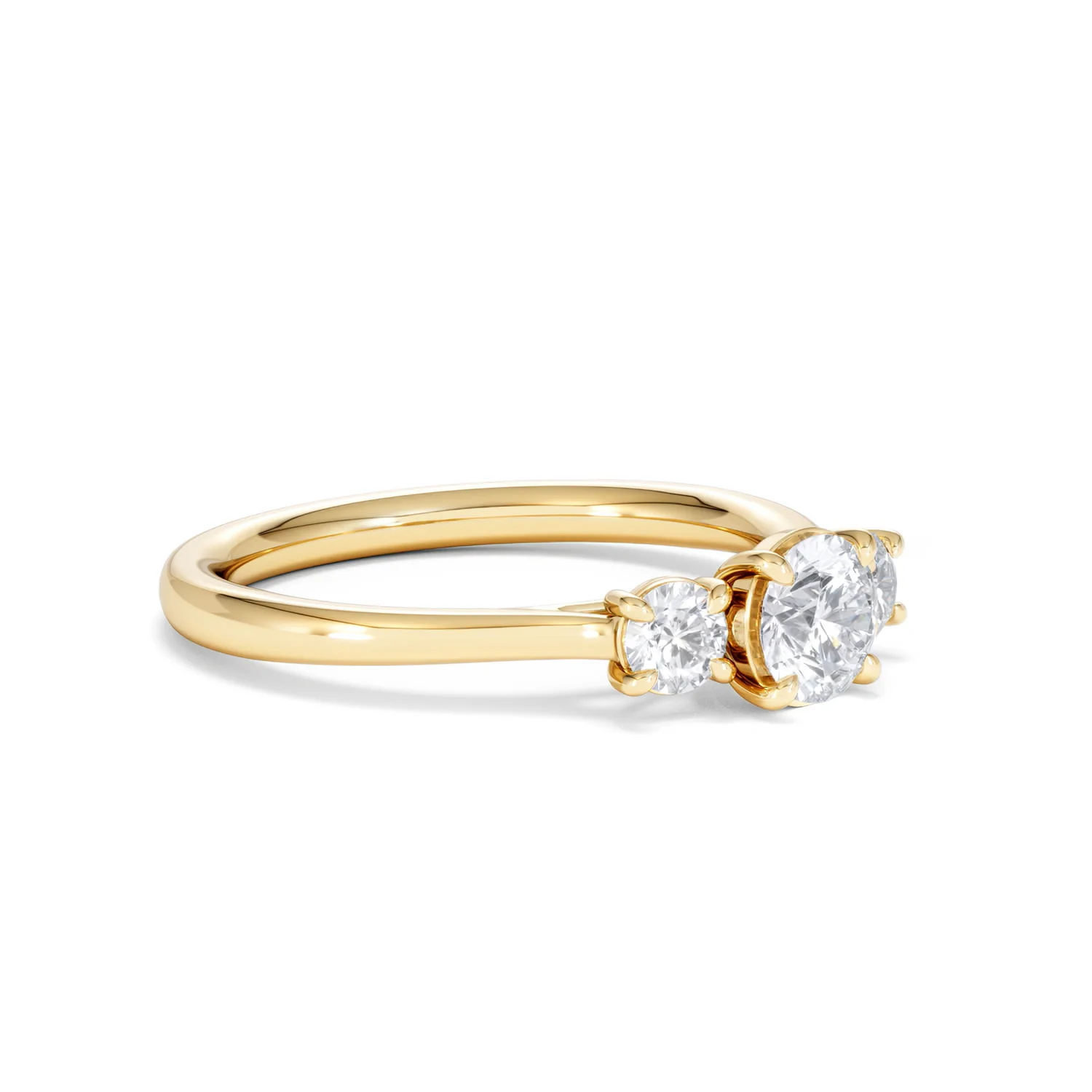 Evoke 3 Stone Round Cut Lab Diamond Ring 0.50ct in 9K Yellow Gold - Image 18