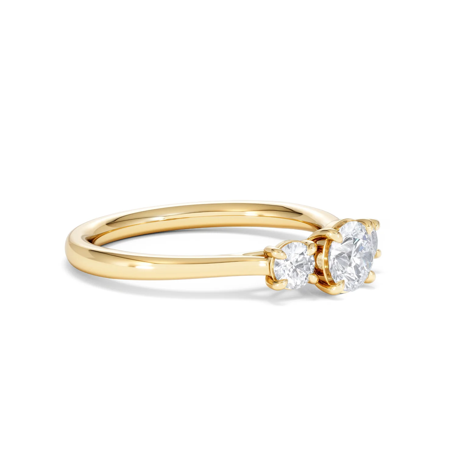 Evoke 3 Stone Round Cut Lab Diamond Ring 0.50ct in 9K Yellow Gold - Image 19