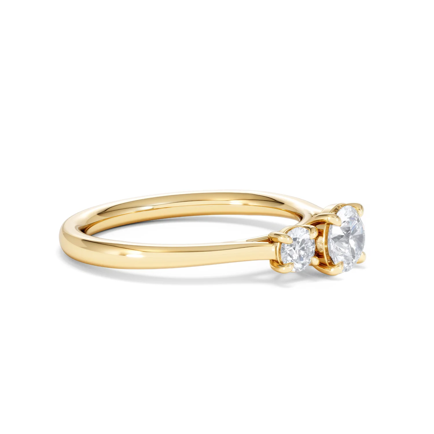 Evoke 3 Stone Round Cut Lab Diamond Ring 0.50ct in 9K Yellow Gold - Image 21