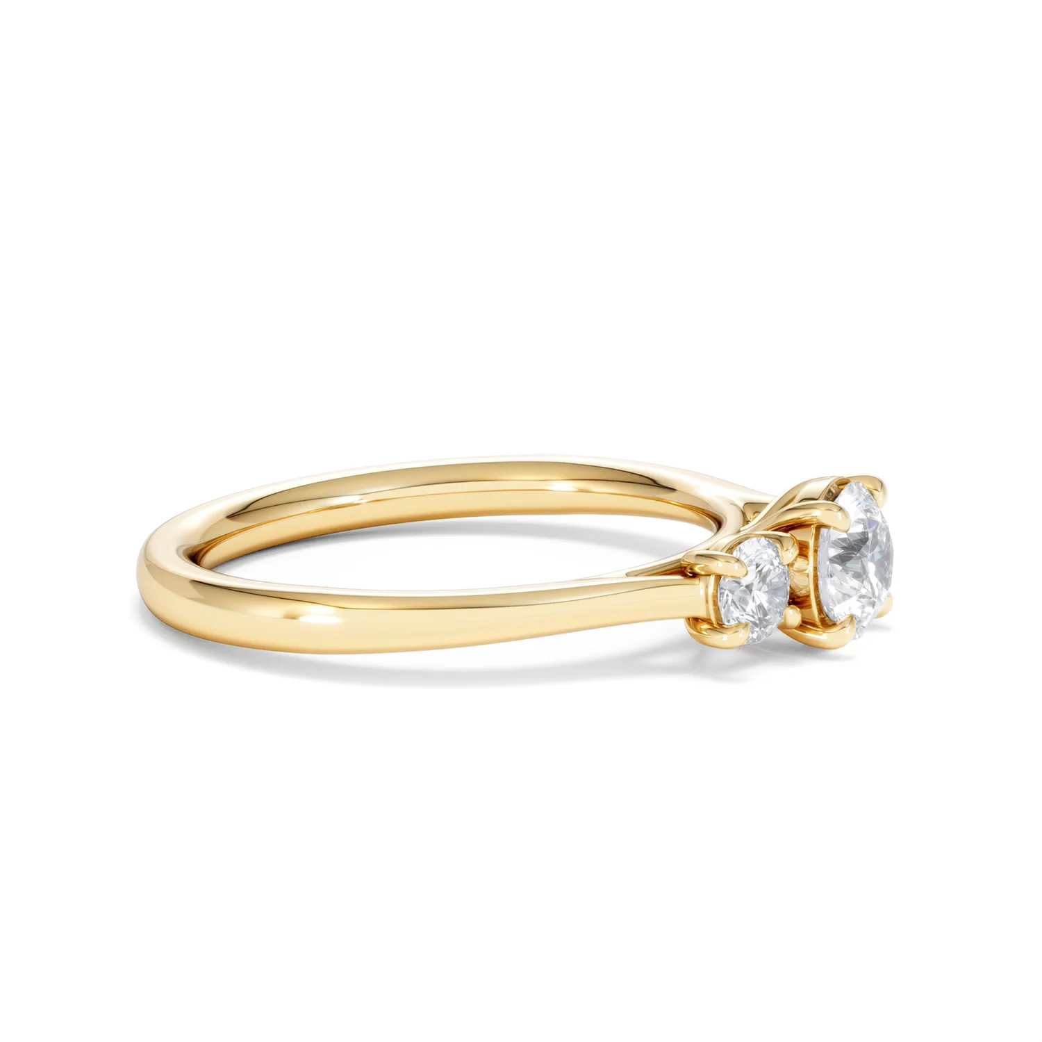 Evoke 3 Stone Round Cut Lab Diamond Ring 0.50ct in 9K Yellow Gold - Image 23