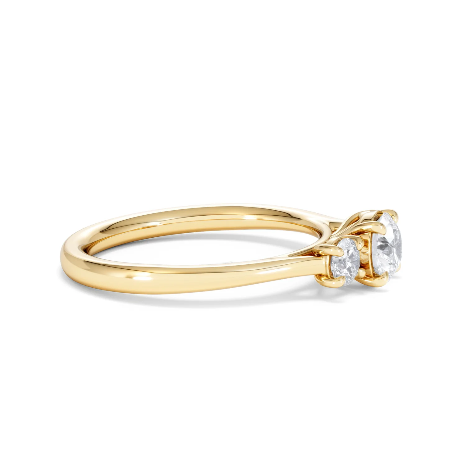 Evoke 3 Stone Round Cut Lab Diamond Ring 0.50ct in 9K Yellow Gold - Image 24