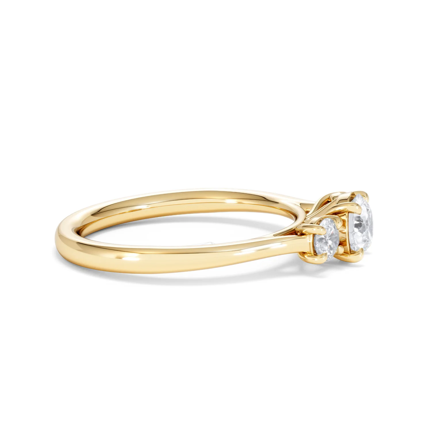 Evoke 3 Stone Round Cut Lab Diamond Ring 0.50ct in 9K Yellow Gold - Image 25