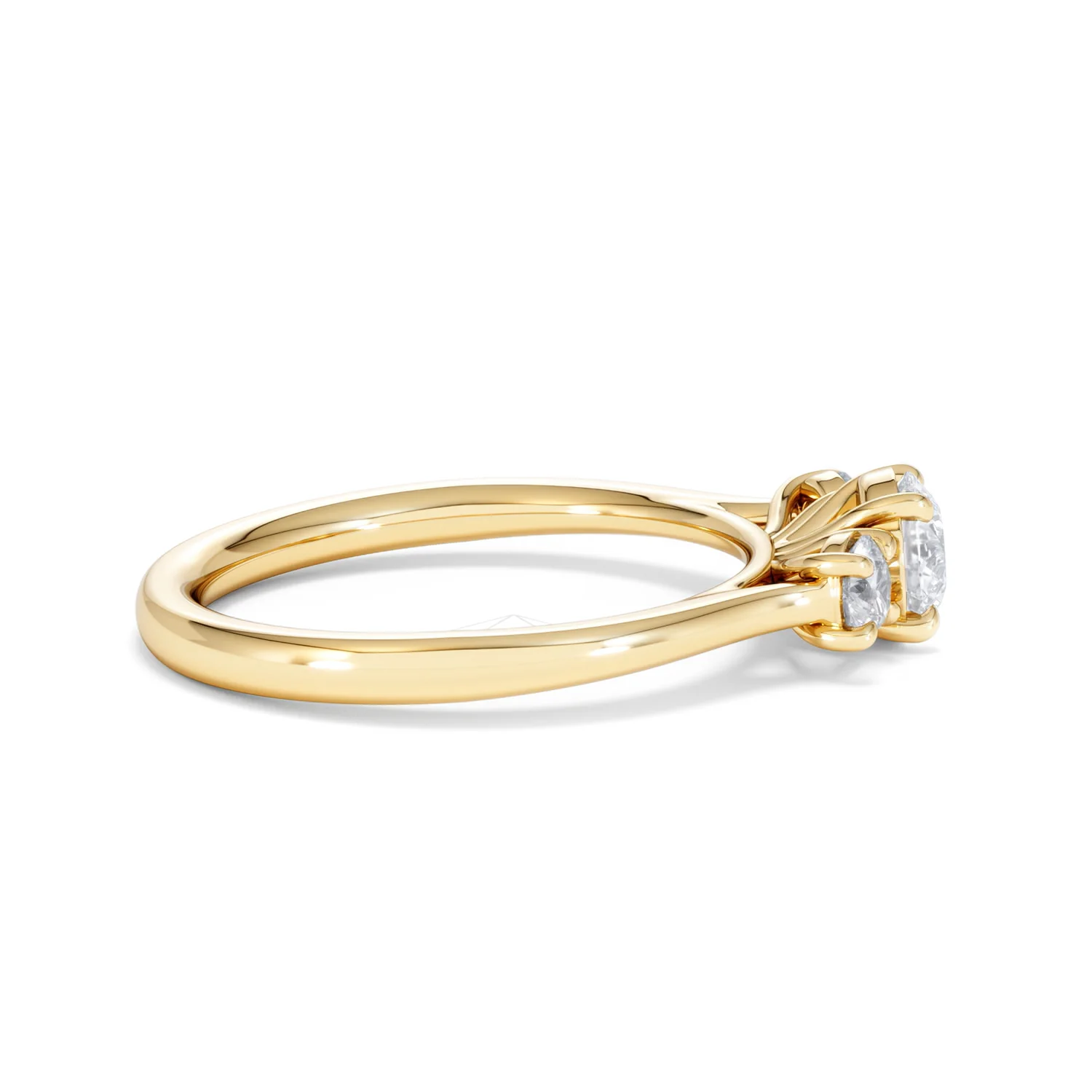 Evoke 3 Stone Round Cut Lab Diamond Ring 0.50ct in 9K Yellow Gold - Image 28