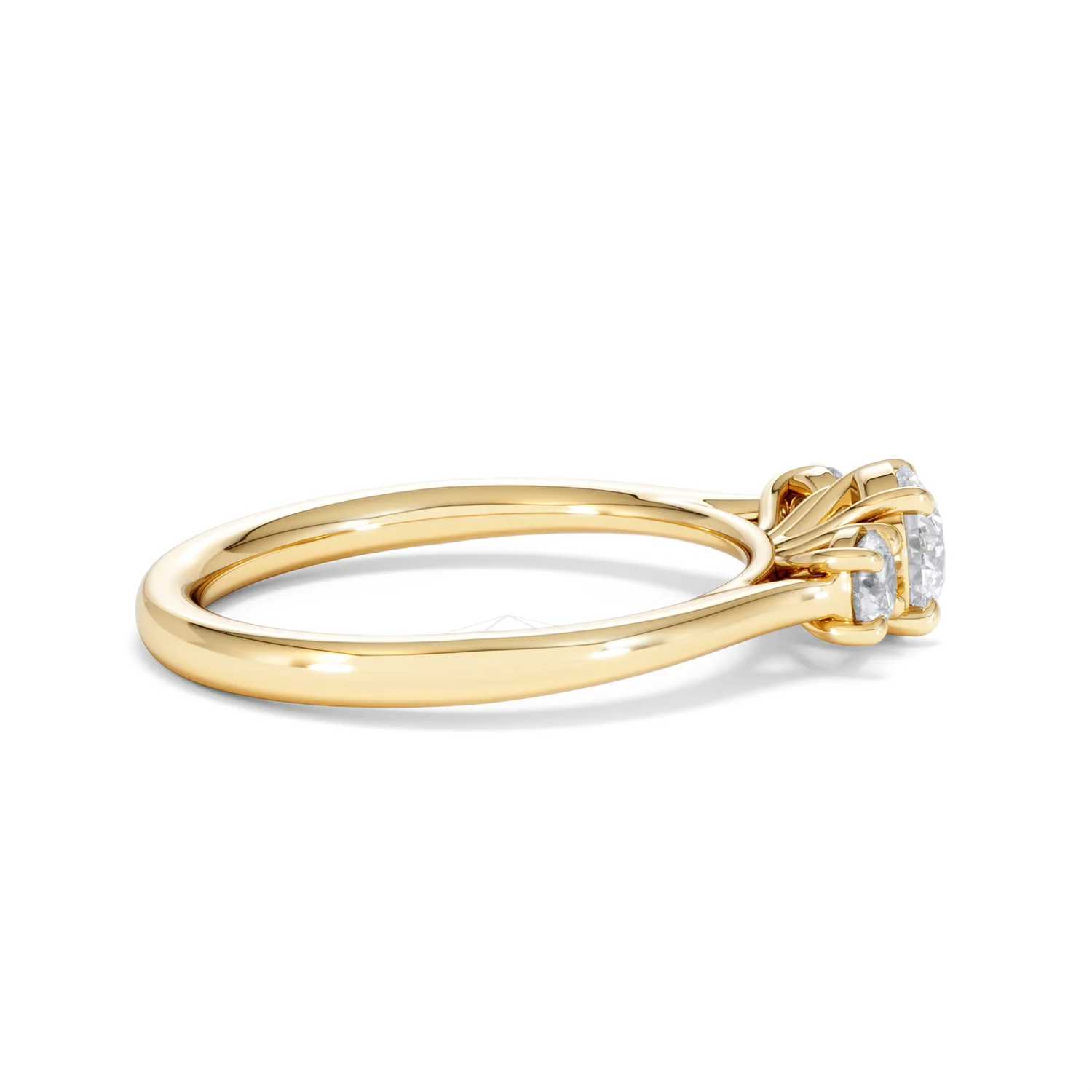 Evoke 3 Stone Round Cut Lab Diamond Ring 0.50ct in 9K Yellow Gold - Image 29