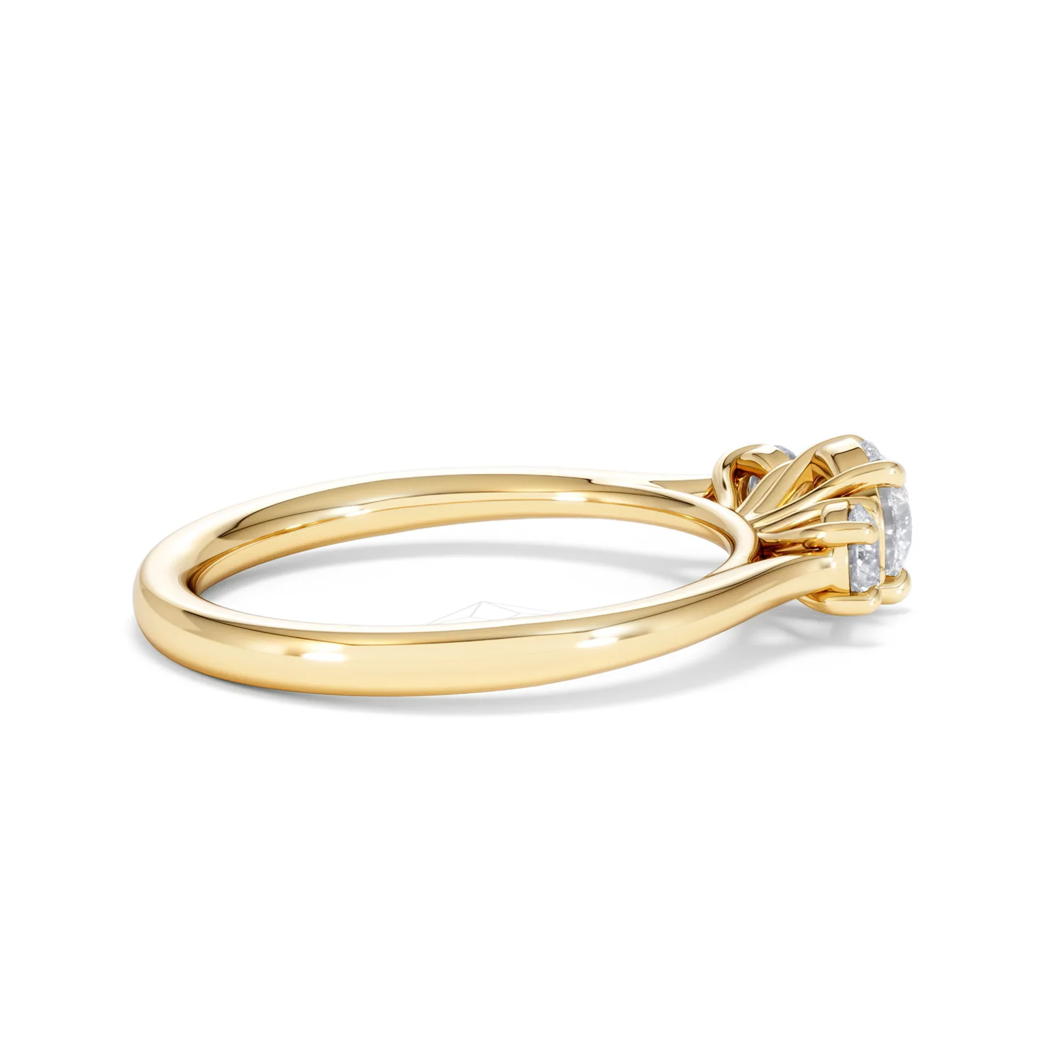 Evoke 3 Stone Round Cut Lab Diamond Ring 0.50ct in 9K Yellow Gold - Image 31