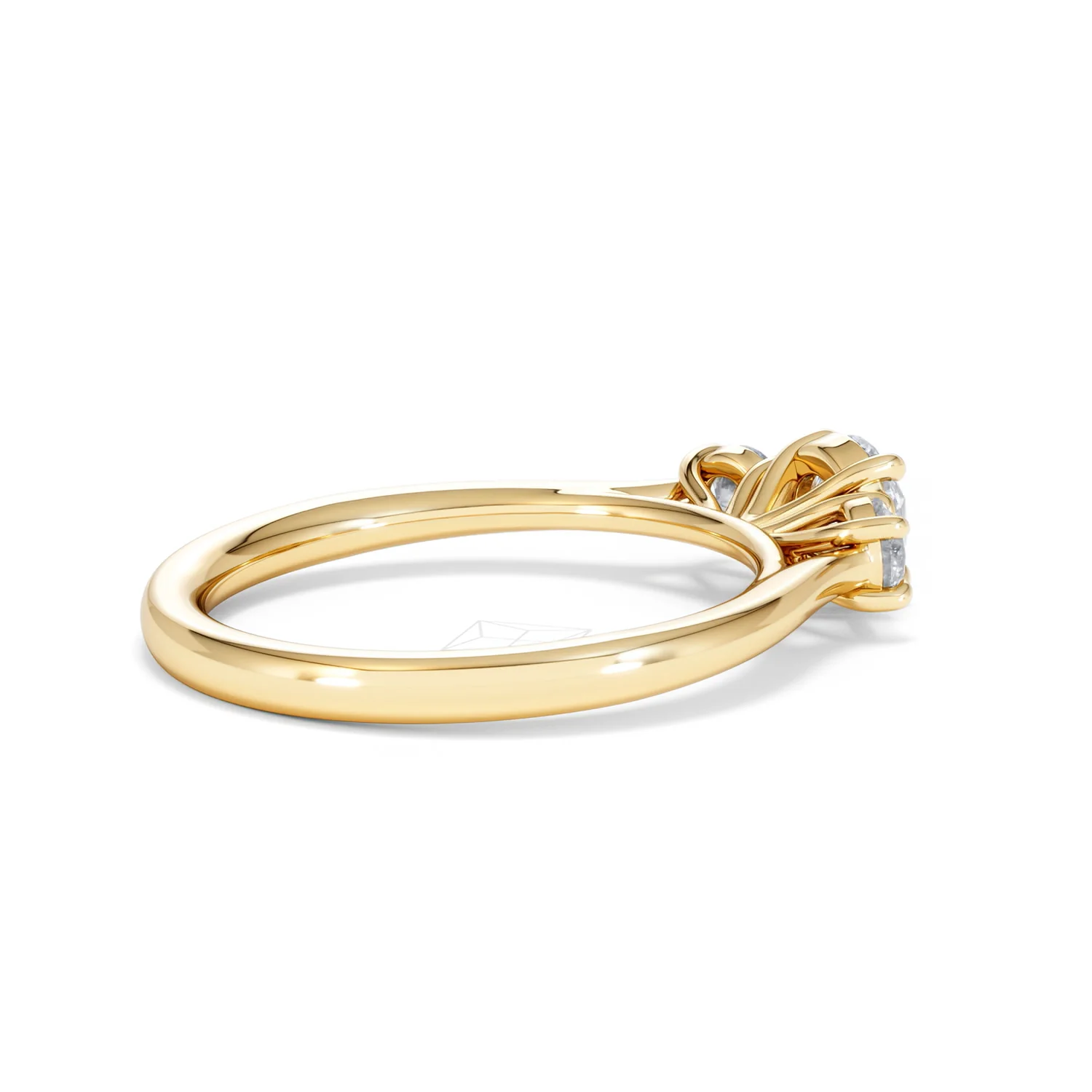 Evoke 3 Stone Round Cut Lab Diamond Ring 0.50ct in 9K Yellow Gold - Image 34