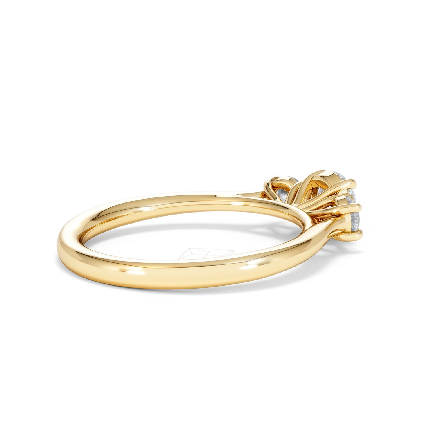 Evoke 3 Stone Round Cut Lab Diamond Ring 0.50ct in 9K Yellow Gold - Image 35
