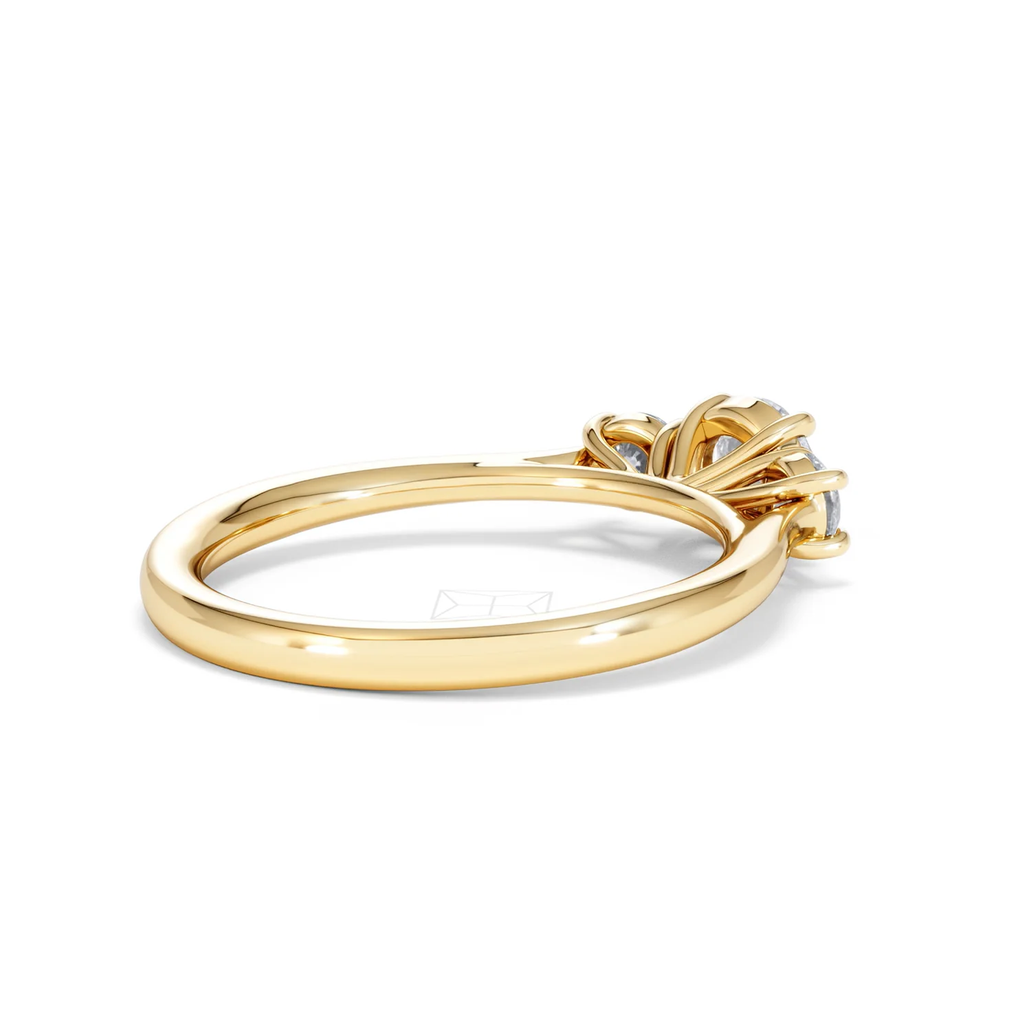 Evoke 3 Stone Round Cut Lab Diamond Ring 0.50ct in 9K Yellow Gold - Image 37
