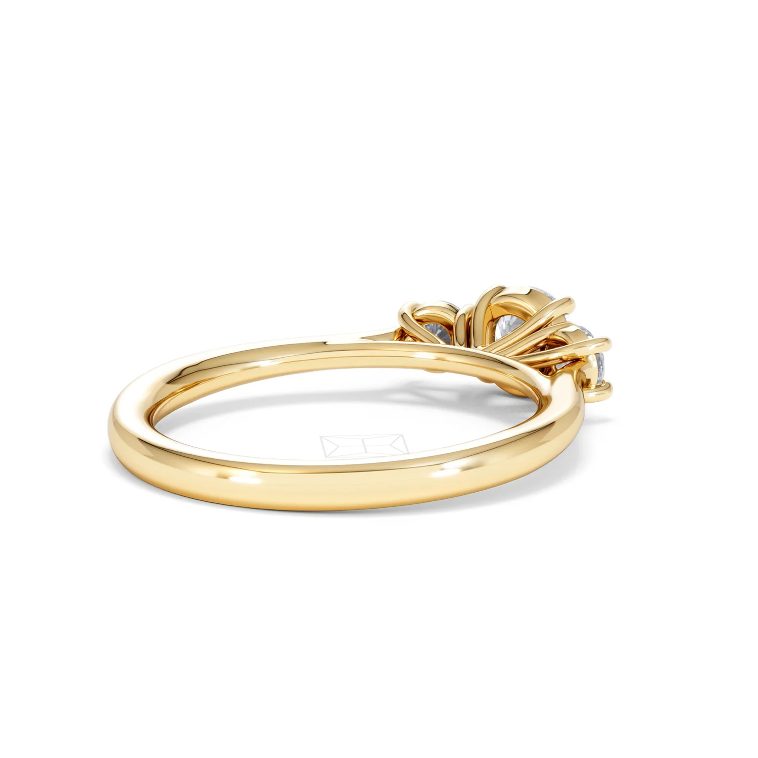 Evoke 3 Stone Round Cut Lab Diamond Ring 0.50ct in 9K Yellow Gold - Image 39