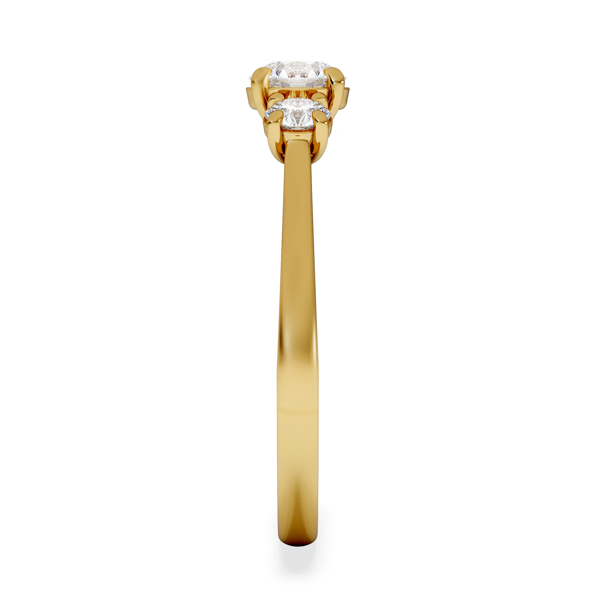 Evoke 3 Stone Round Cut Lab Diamond Ring 0.50ct in 9K Yellow Gold - Image 4