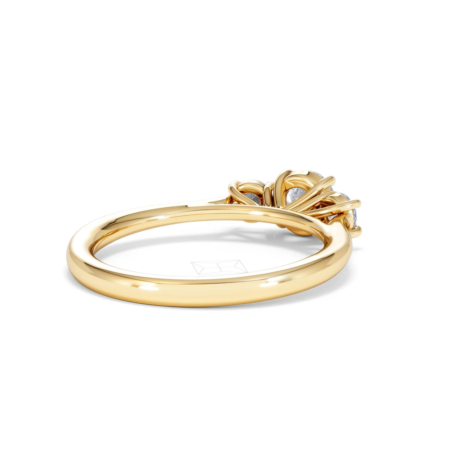 Evoke 3 Stone Round Cut Lab Diamond Ring 0.50ct in 9K Yellow Gold - Image 40