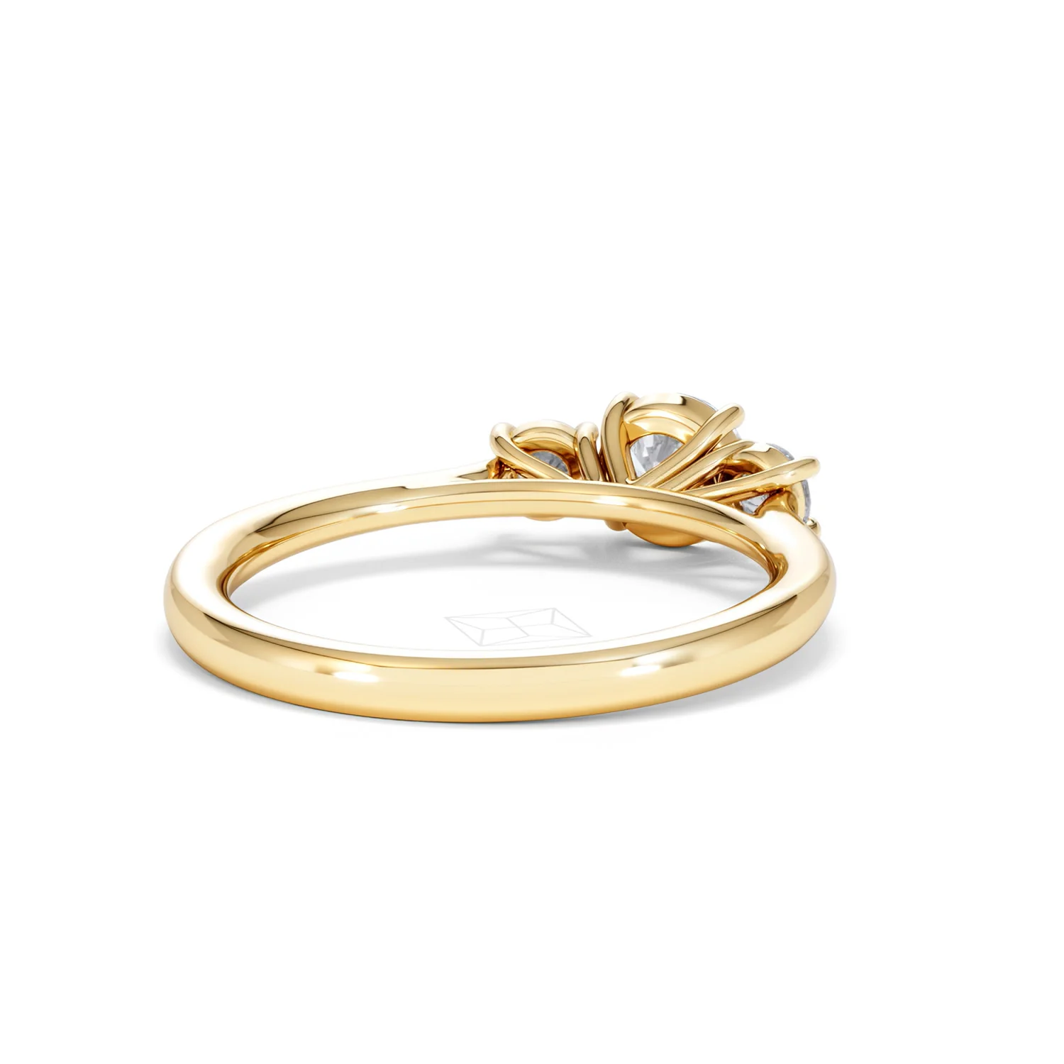 Evoke 3 Stone Round Cut Lab Diamond Ring 0.50ct in 9K Yellow Gold - Image 42