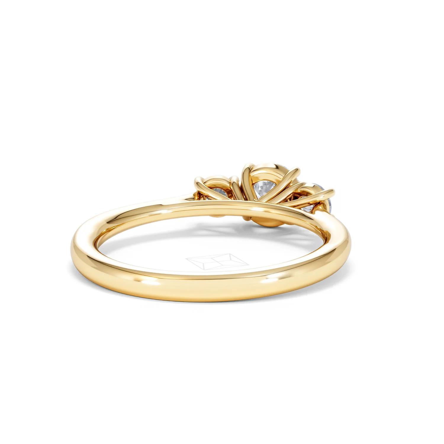 Evoke 3 Stone Round Cut Lab Diamond Ring 0.50ct in 9K Yellow Gold - Image 43