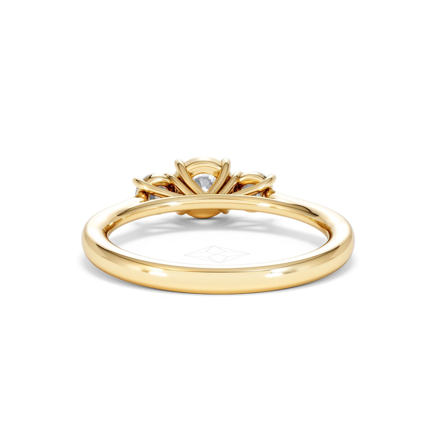 Evoke 3 Stone Round Cut Lab Diamond Ring 0.50ct in 9K Yellow Gold - Image 49