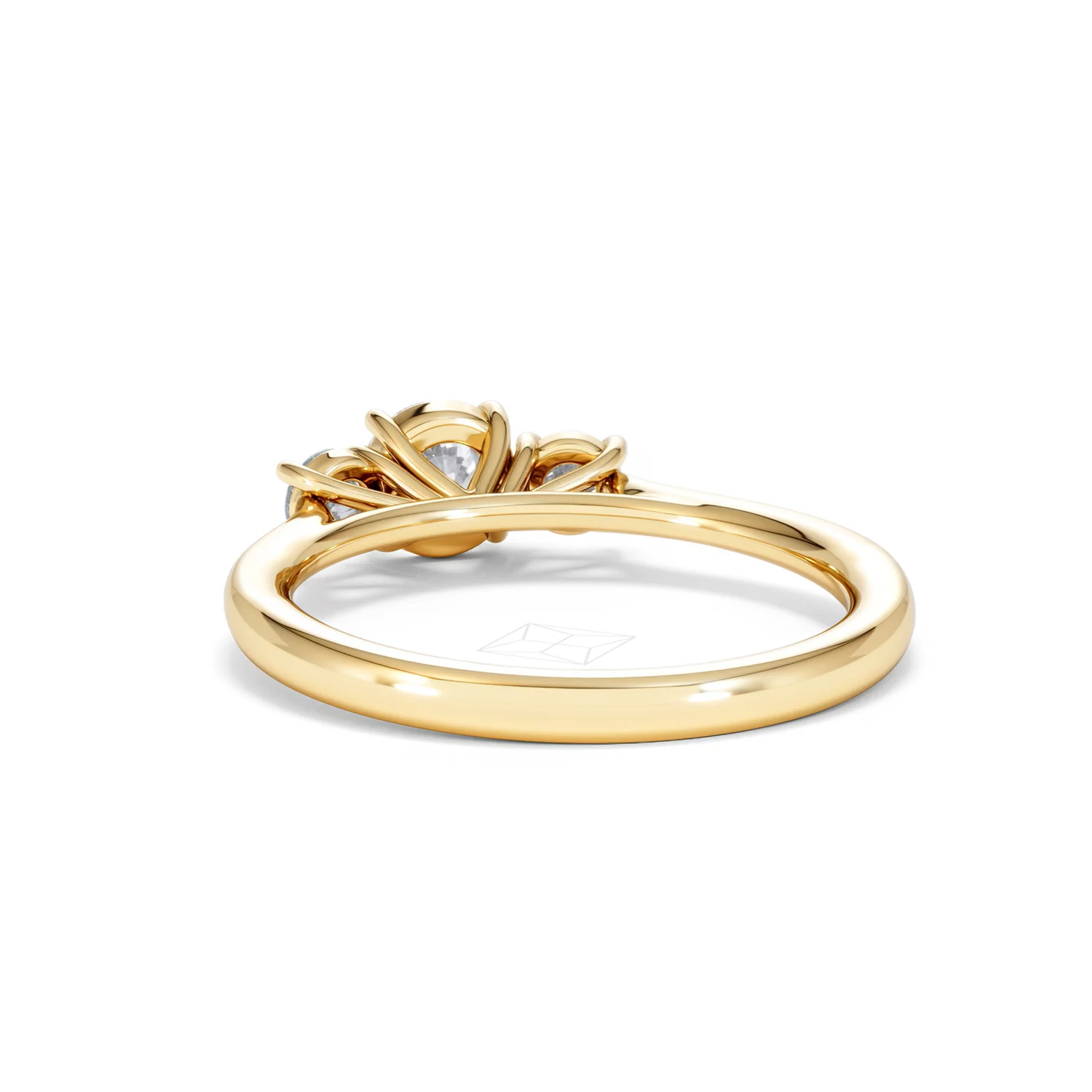 Evoke 3 Stone Round Cut Lab Diamond Ring 0.50ct in 9K Yellow Gold - Image 52