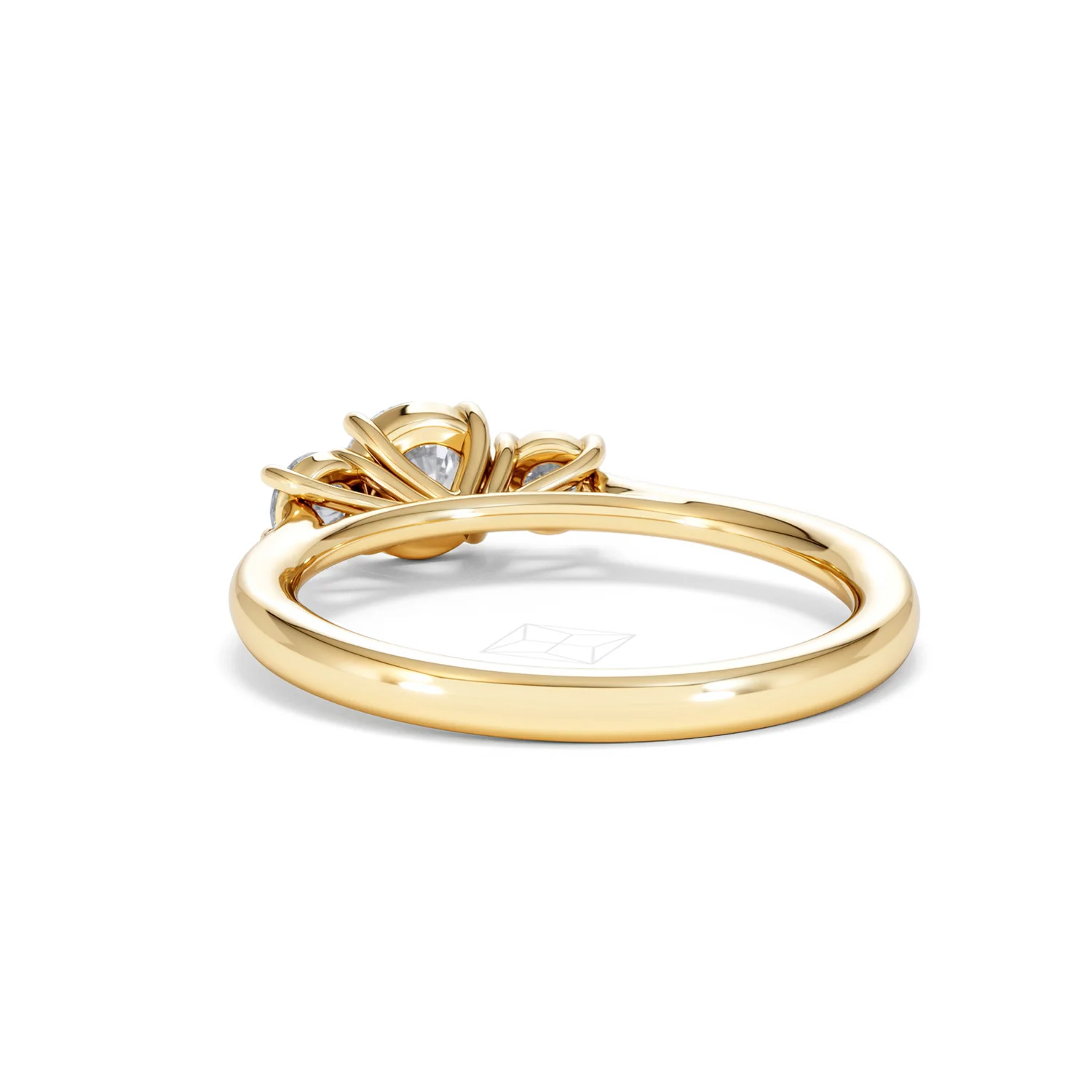 Evoke 3 Stone Round Cut Lab Diamond Ring 0.50ct in 9K Yellow Gold - Image 53