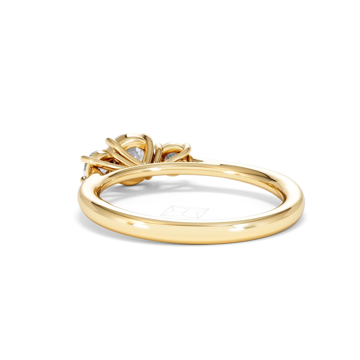 Evoke 3 Stone Round Cut Lab Diamond Ring 0.50ct in 9K Yellow Gold - Image 54