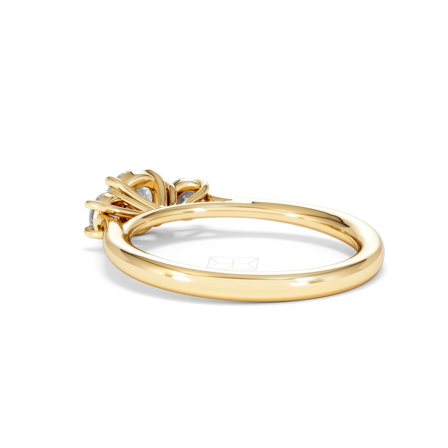 Evoke 3 Stone Round Cut Lab Diamond Ring 0.50ct in 9K Yellow Gold - Image 57