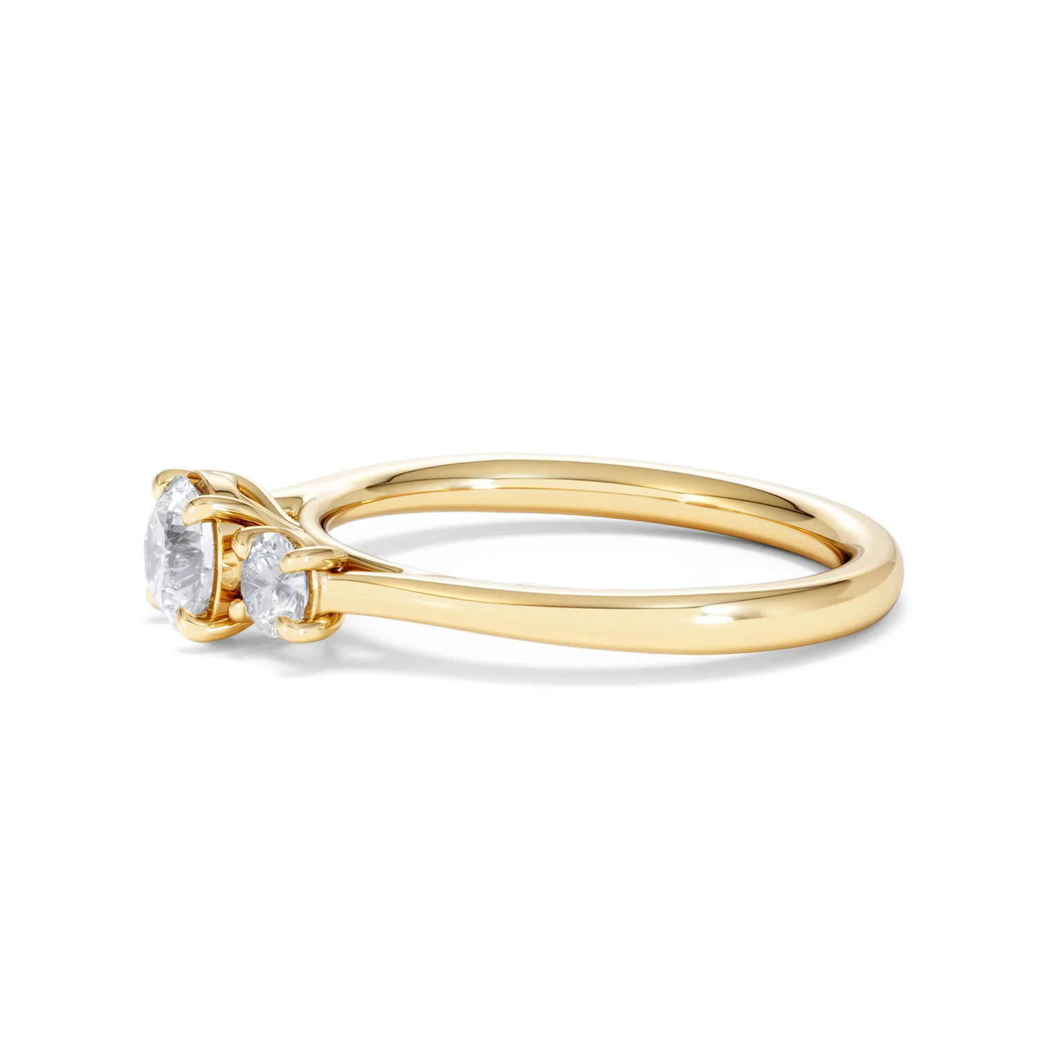Evoke 3 Stone Round Cut Lab Diamond Ring 0.50ct in 9K Yellow Gold - Image 72