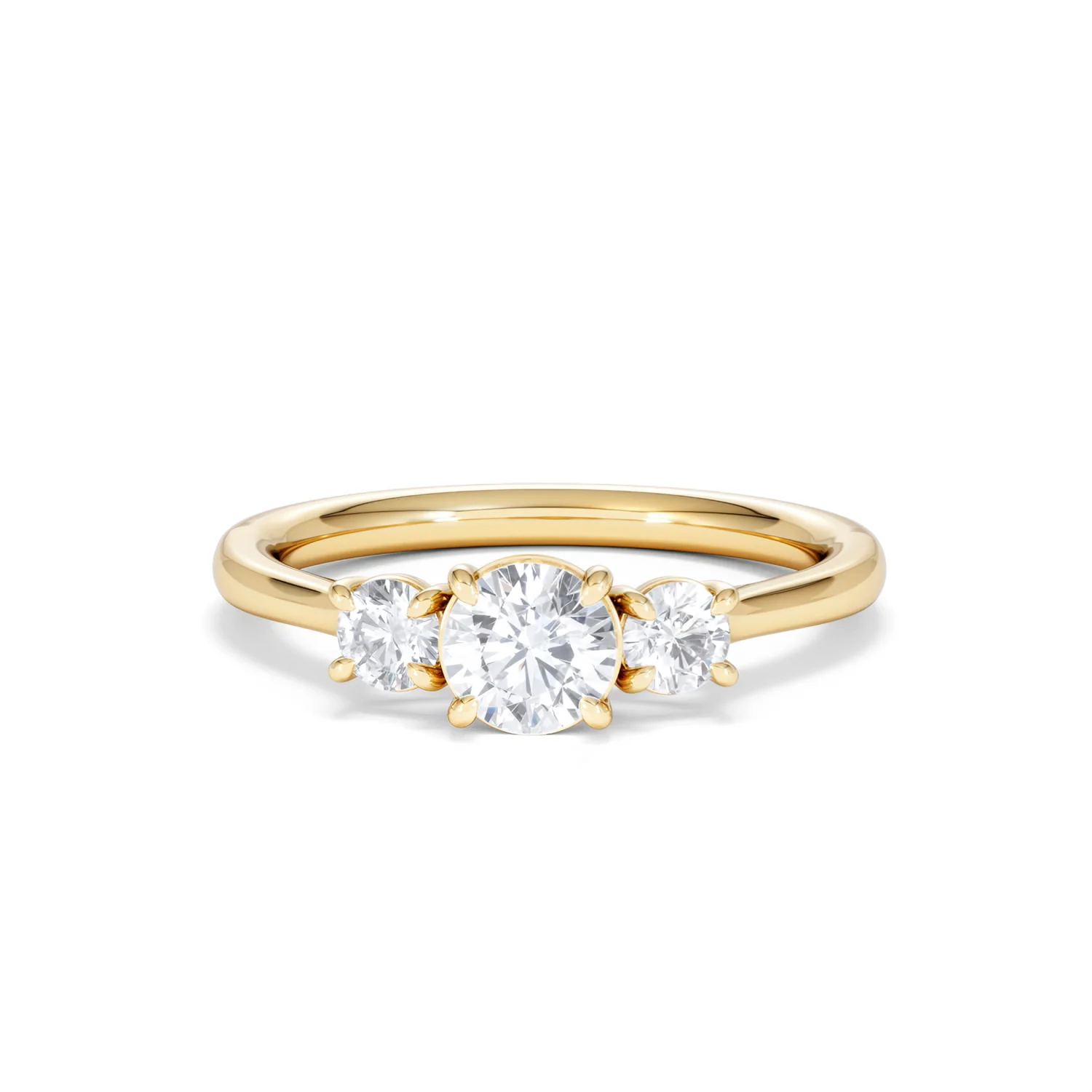 Evoke 3 Stone Round Cut Lab Diamond Ring 0.50ct in 9K Yellow Gold - Image 87