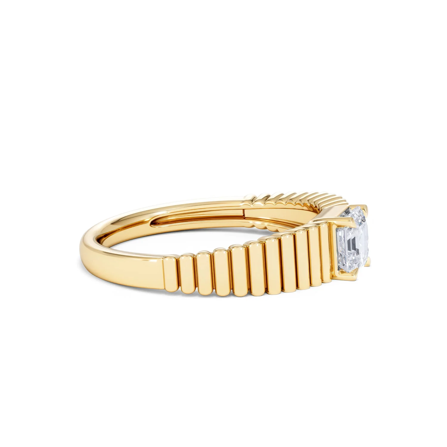 Flute 0.50ct Assher Cut Lab Grown Diamond Solitaire Ring 18K Yellow Gold - Image 25