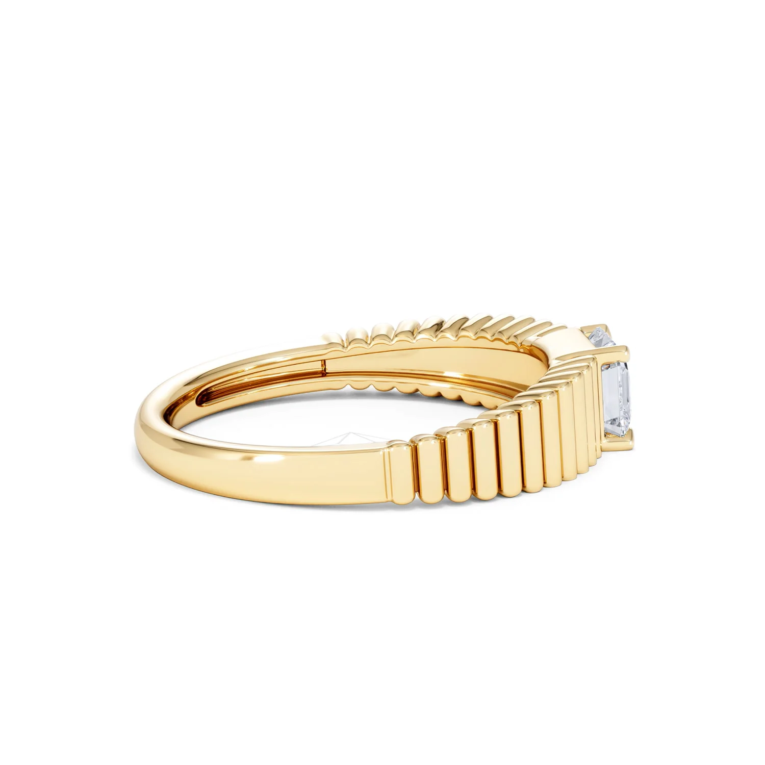 Flute 0.50ct Assher Cut Lab Grown Diamond Solitaire Ring 18K Yellow Gold - Image 31