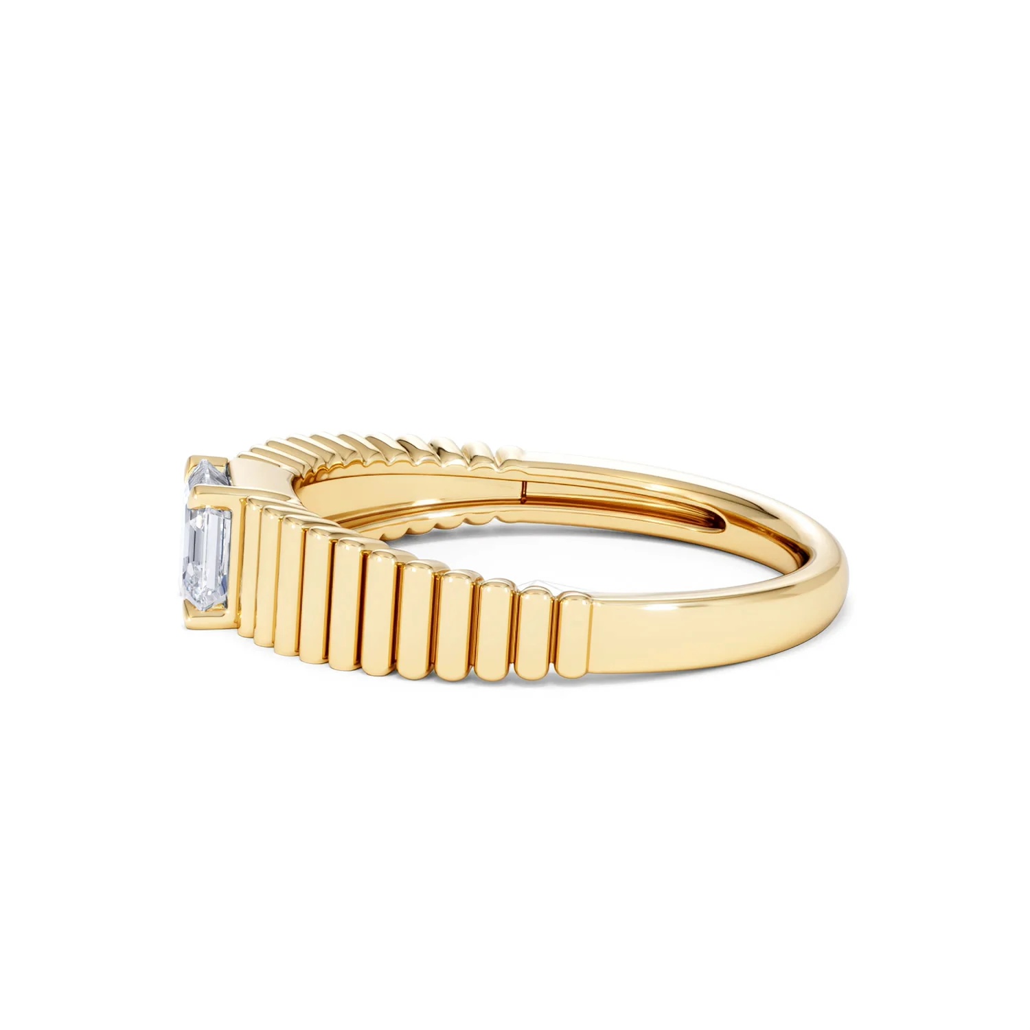 Flute 0.50ct Assher Cut Lab Grown Diamond Solitaire Ring 18K Yellow Gold - Image 70