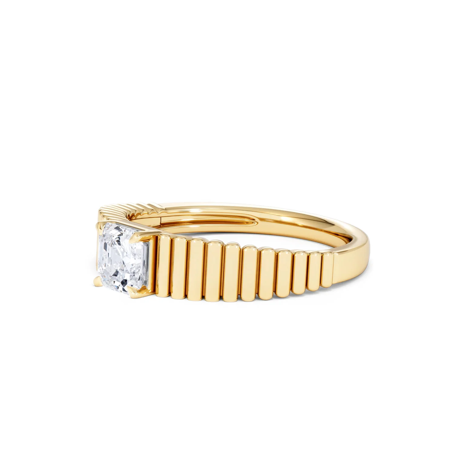 Flute 0.50ct Assher Cut Lab Grown Diamond Solitaire Ring 18K Yellow Gold - Image 78