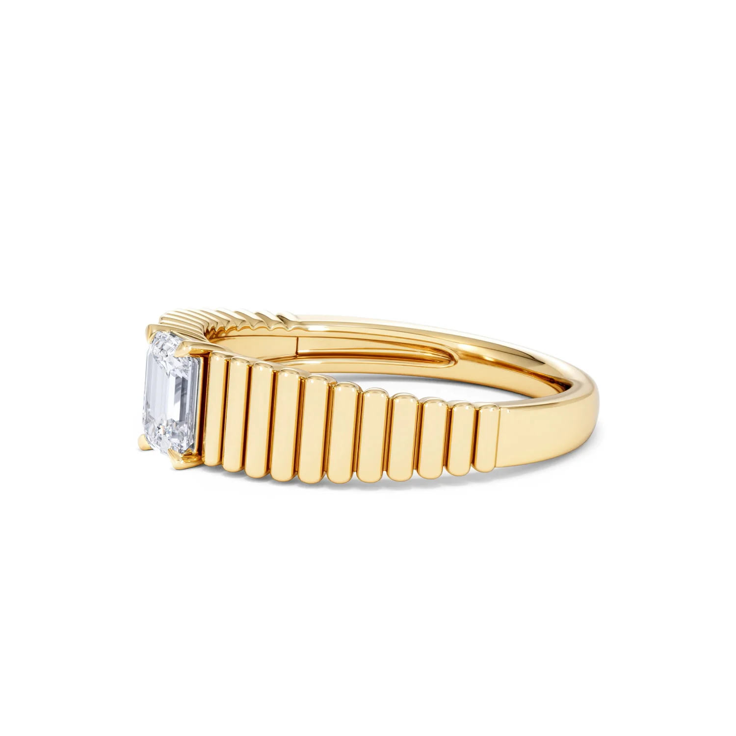 Flute 0.50ct Emerald Cut Lab Grown Diamond Solitaire Ring 18K Yellow Gold - Image 75