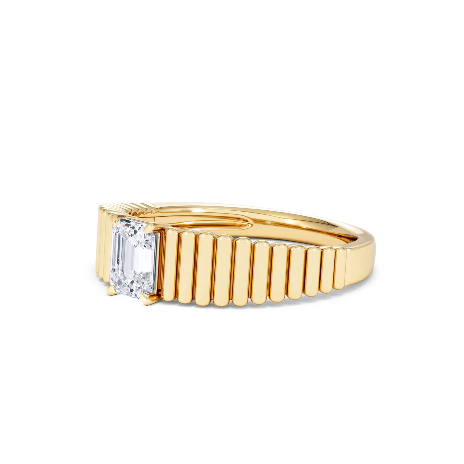 Flute 0.50ct Emerald Cut Lab Grown Diamond Solitaire Ring 18K Yellow Gold - Image 79