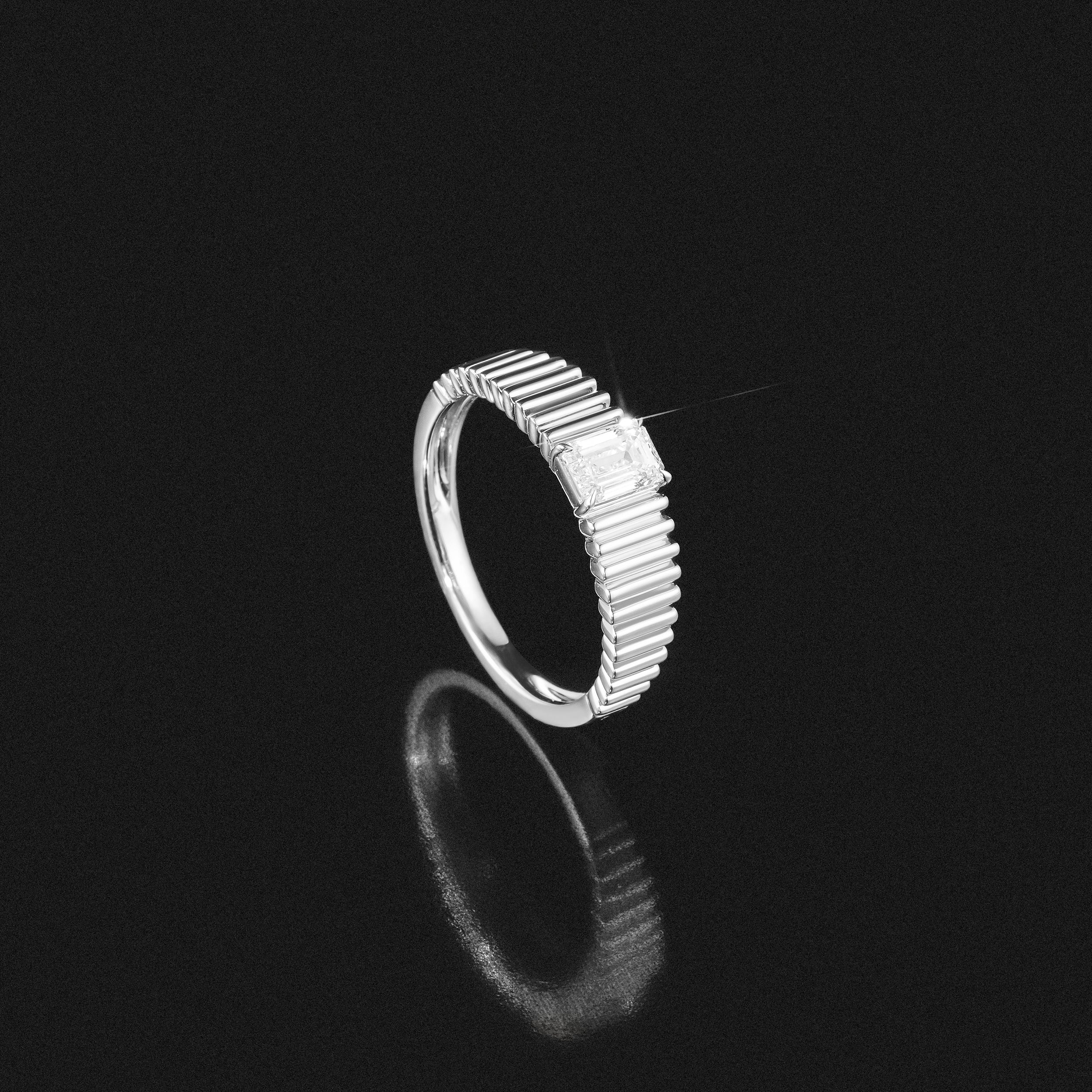 Flute 0.50ct Emerald Cut Lab Grown Diamond Solitaire Ring in Platinum - Image 8
