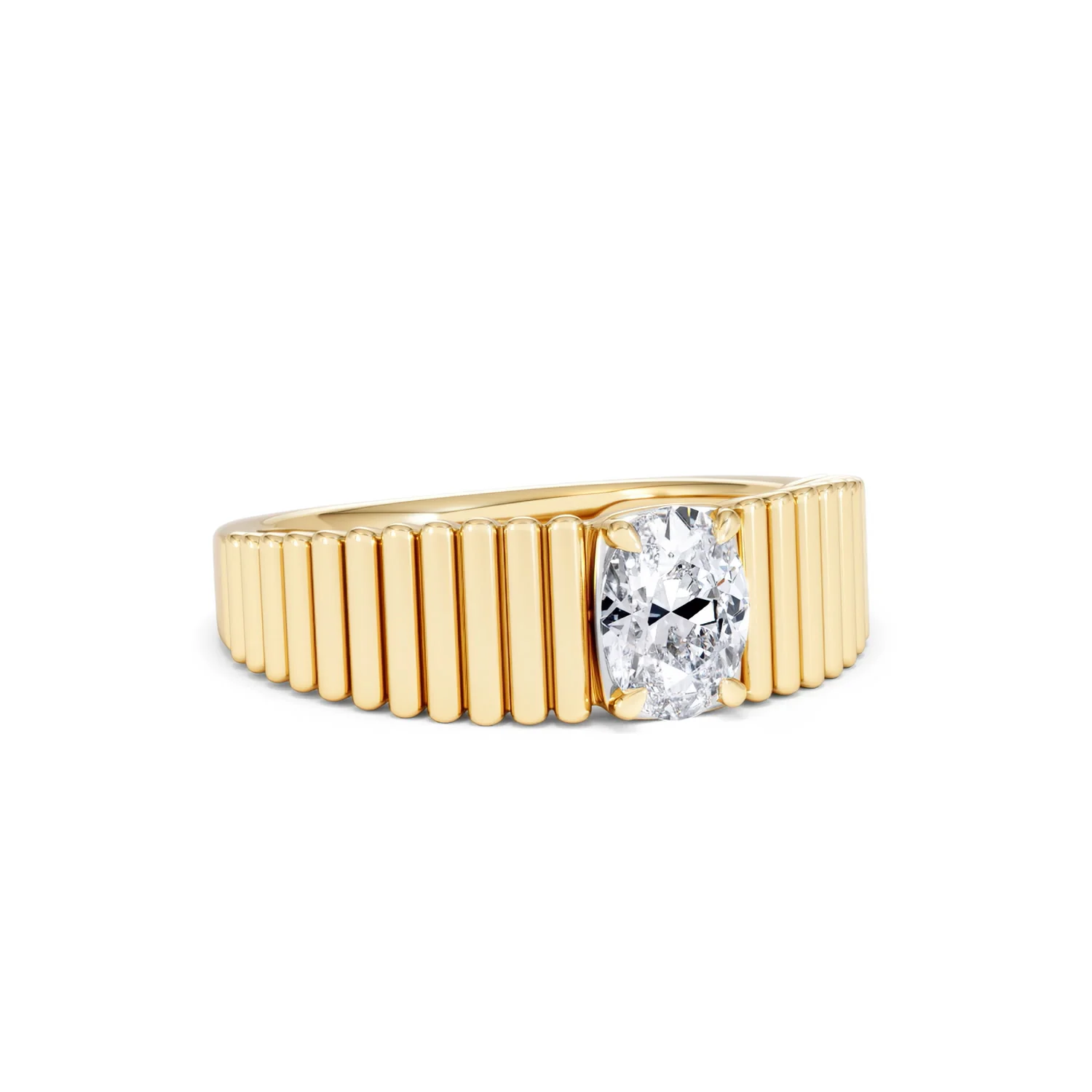 Flute 0.50ct Oval Cut Lab Grown Diamond Solitaire Ring 18K Yellow Gold - Image 14