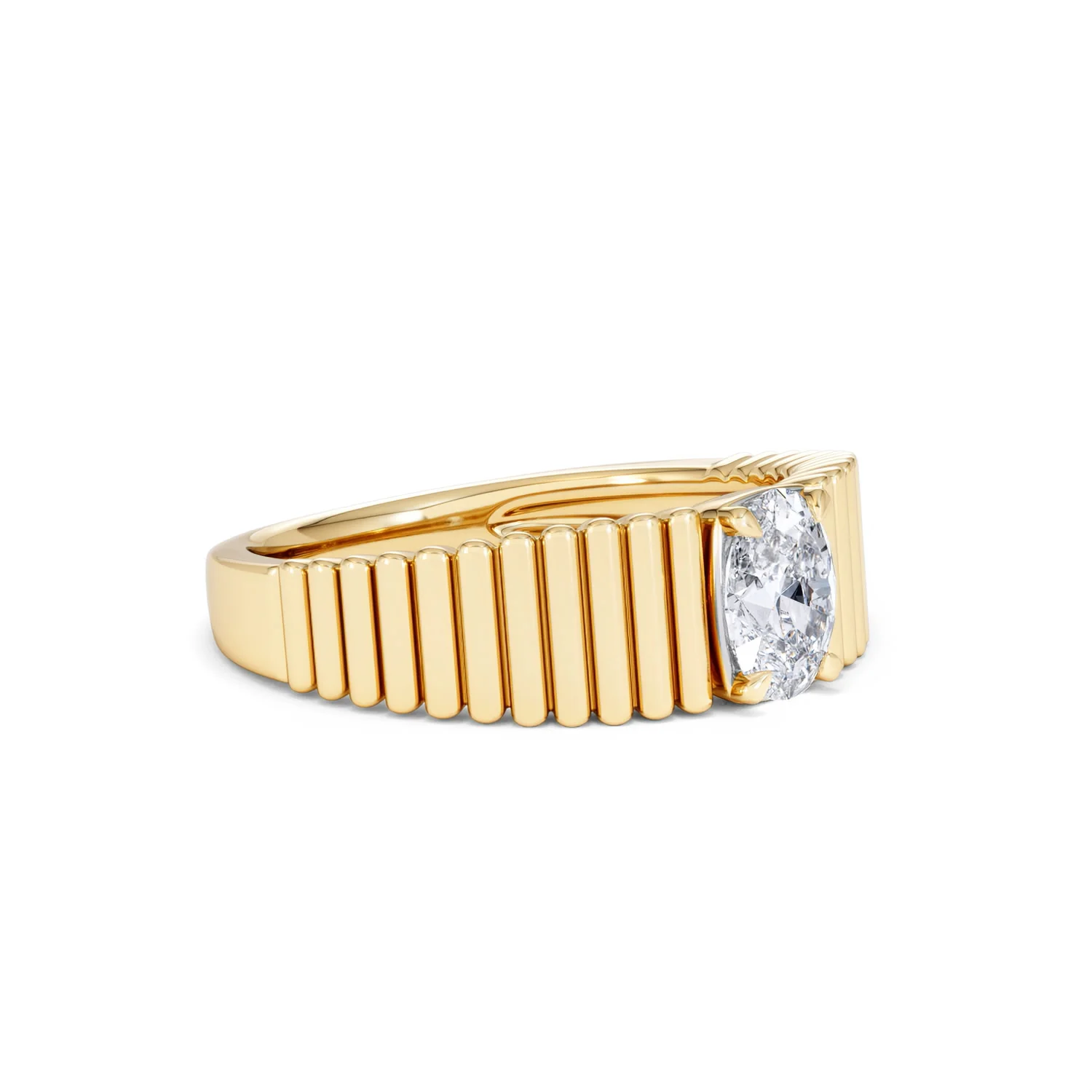 Flute 0.50ct Oval Cut Lab Grown Diamond Solitaire Ring 18K Yellow Gold - Image 19