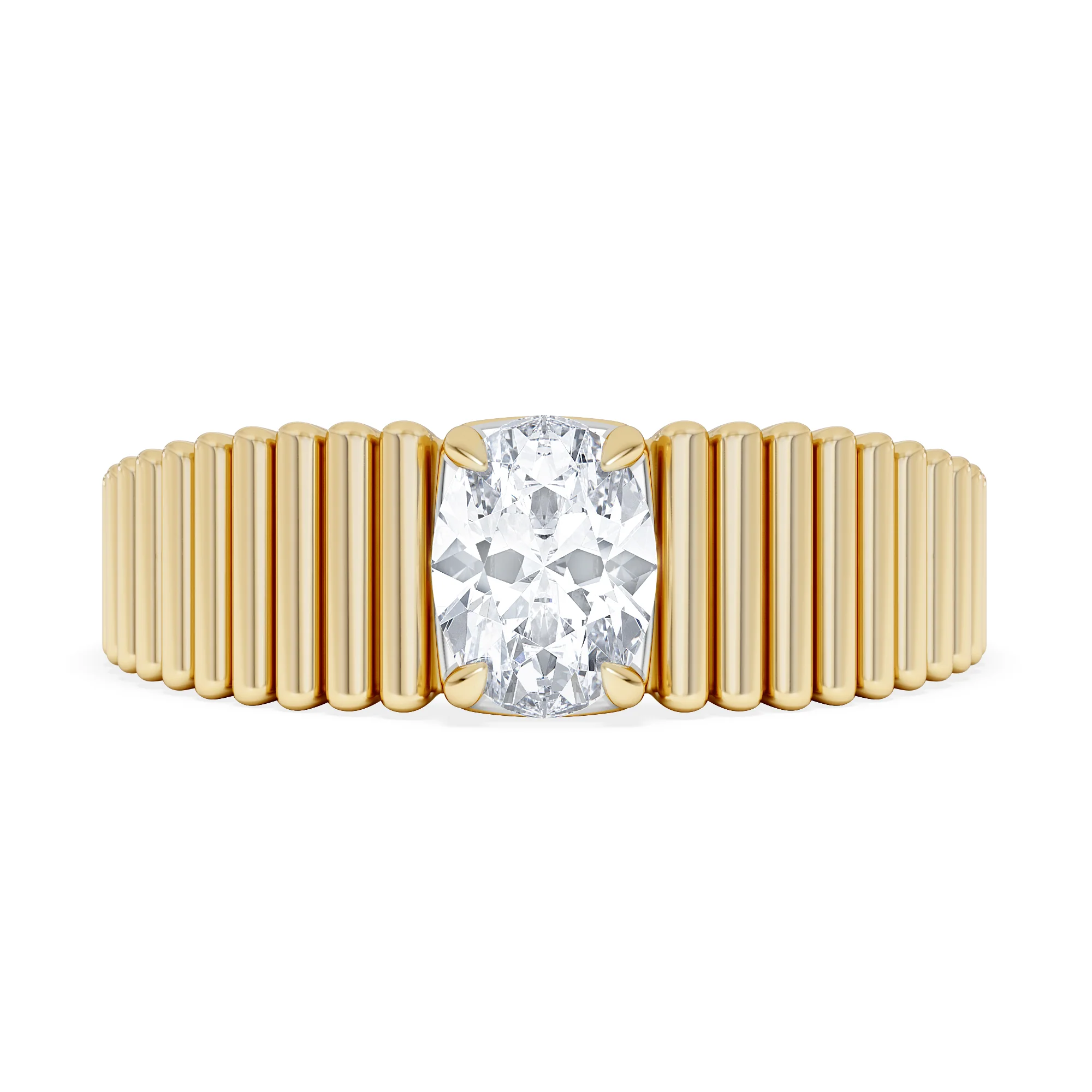 Flute 0.50ct Oval Cut Lab Grown Diamond Solitaire Ring 18K Yellow Gold - Image 7