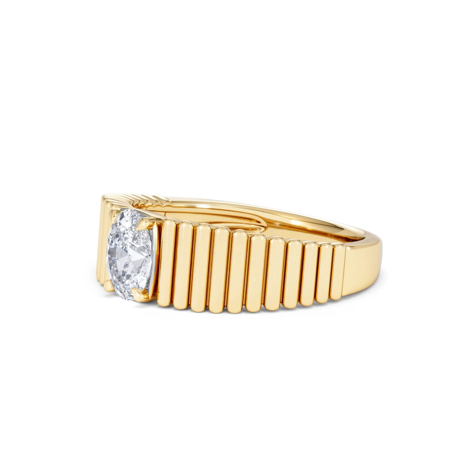 Flute 0.50ct Oval Cut Lab Grown Diamond Solitaire Ring 18K Yellow Gold - Image 78