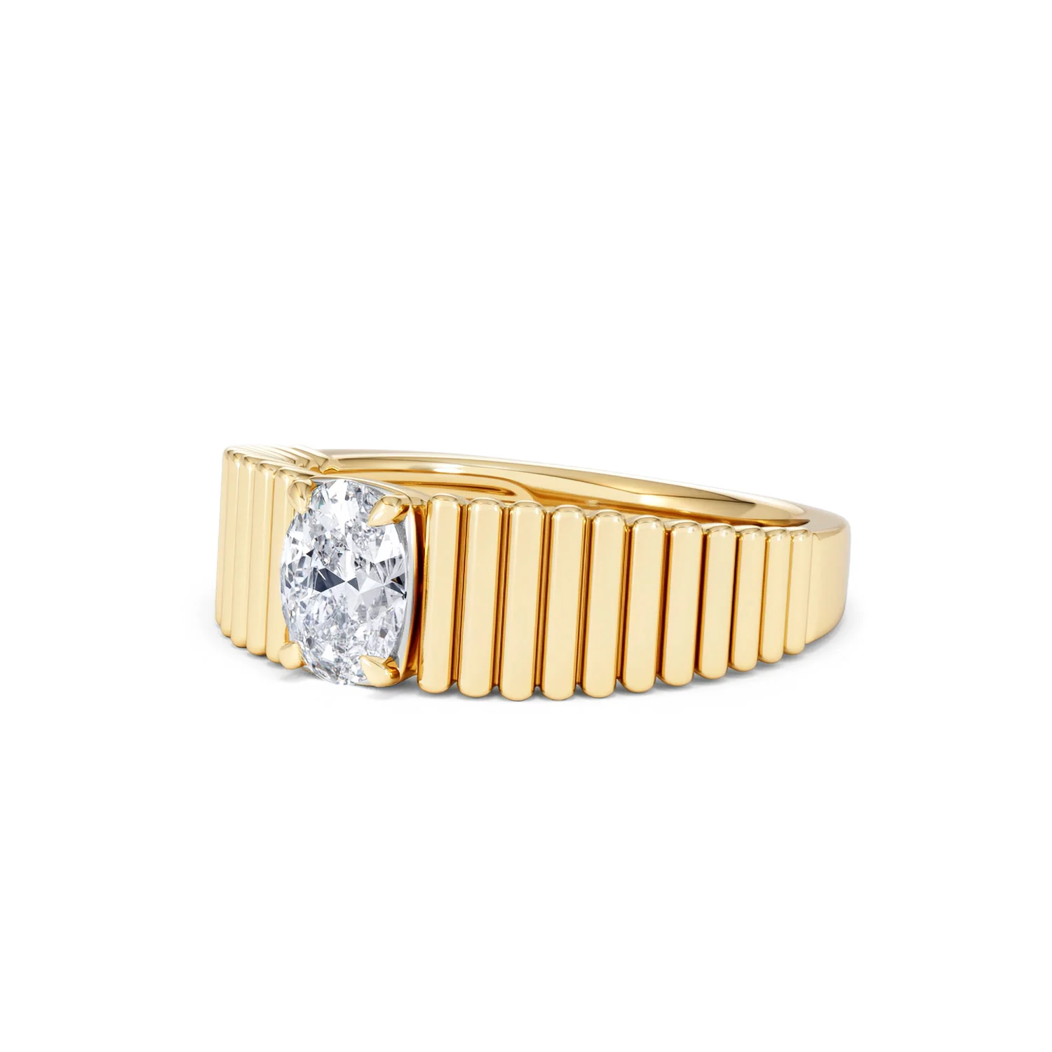 Flute 0.50ct Oval Cut Lab Grown Diamond Solitaire Ring 18K Yellow Gold - Image 81