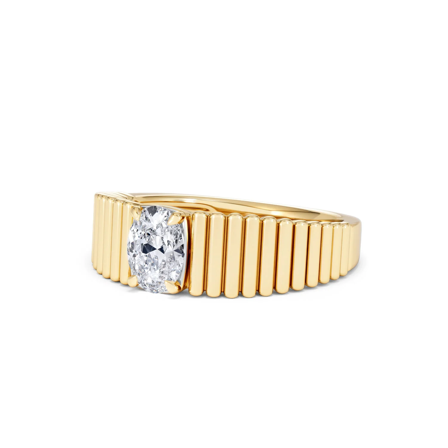 Flute 0.50ct Oval Cut Lab Grown Diamond Solitaire Ring 18K Yellow Gold - Image 82
